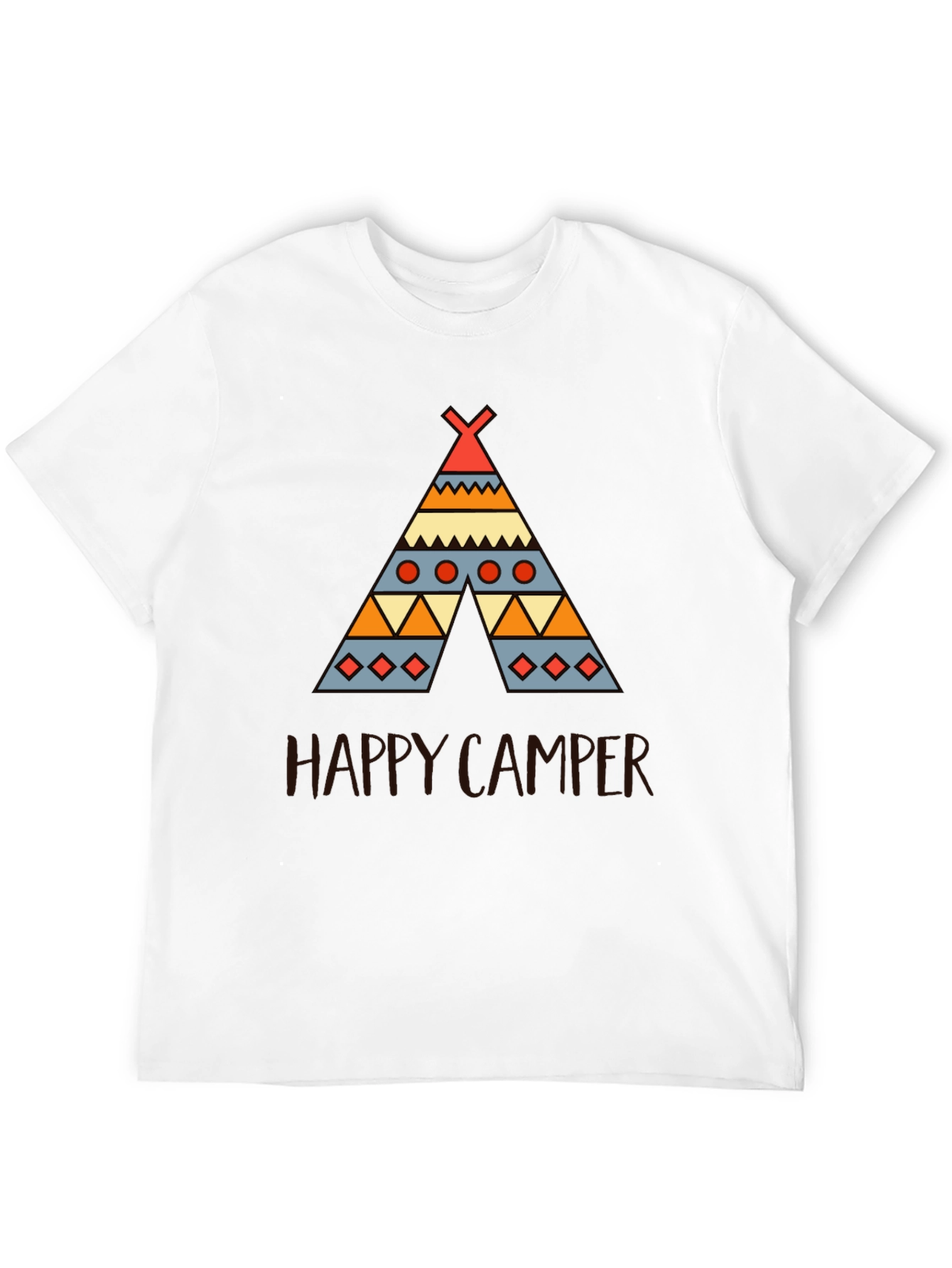 Happy Camper Graphic Tee - Black Cotton T-Shirt
