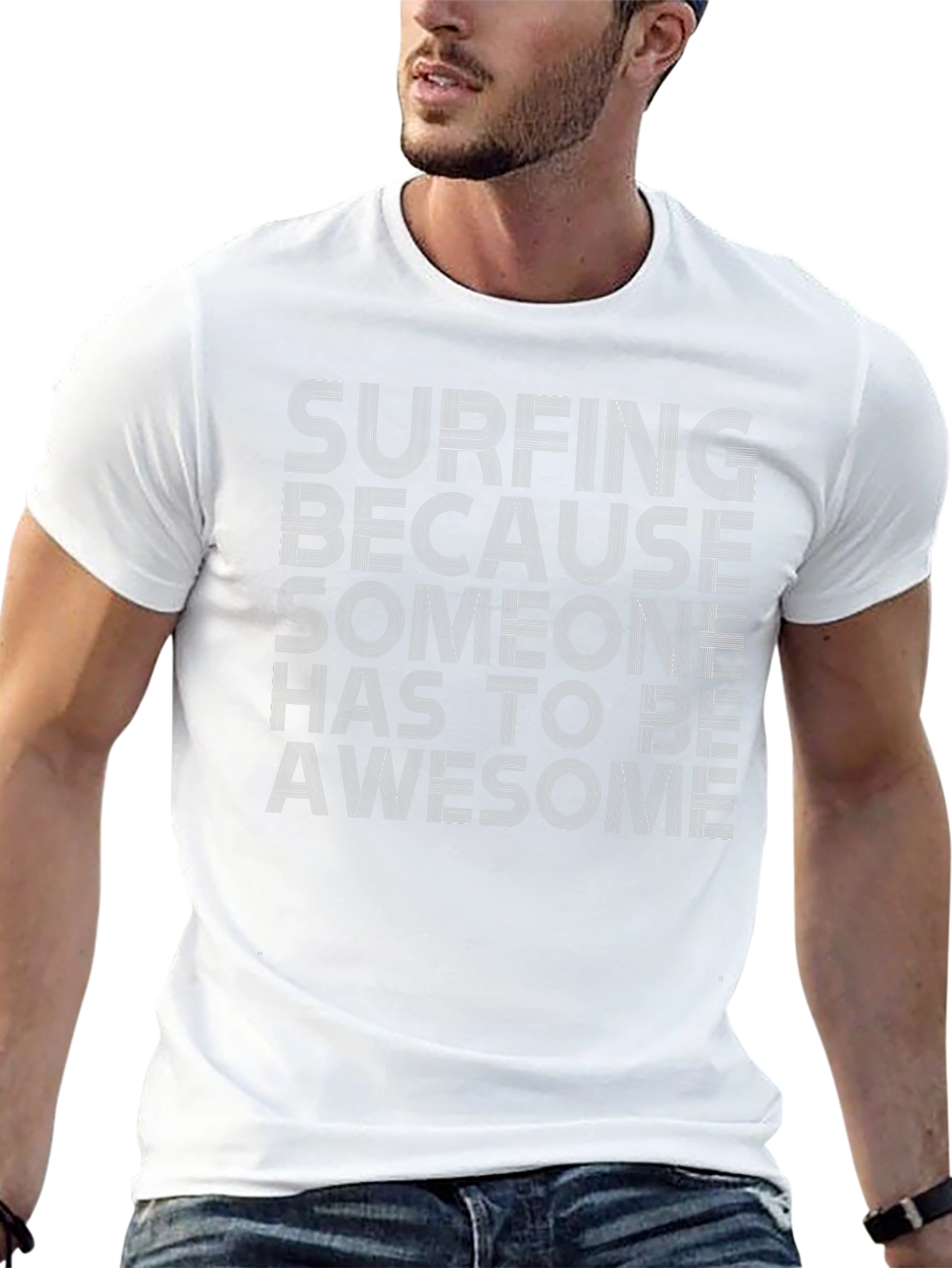 Surfing Awesome Graphic Tee - Black Cotton T-Shirt