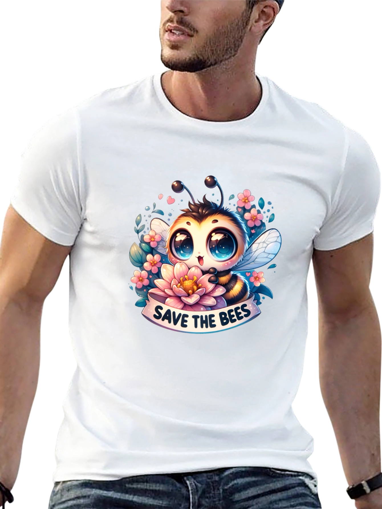 Save The Bees Graphic Tee - Black Cotton
