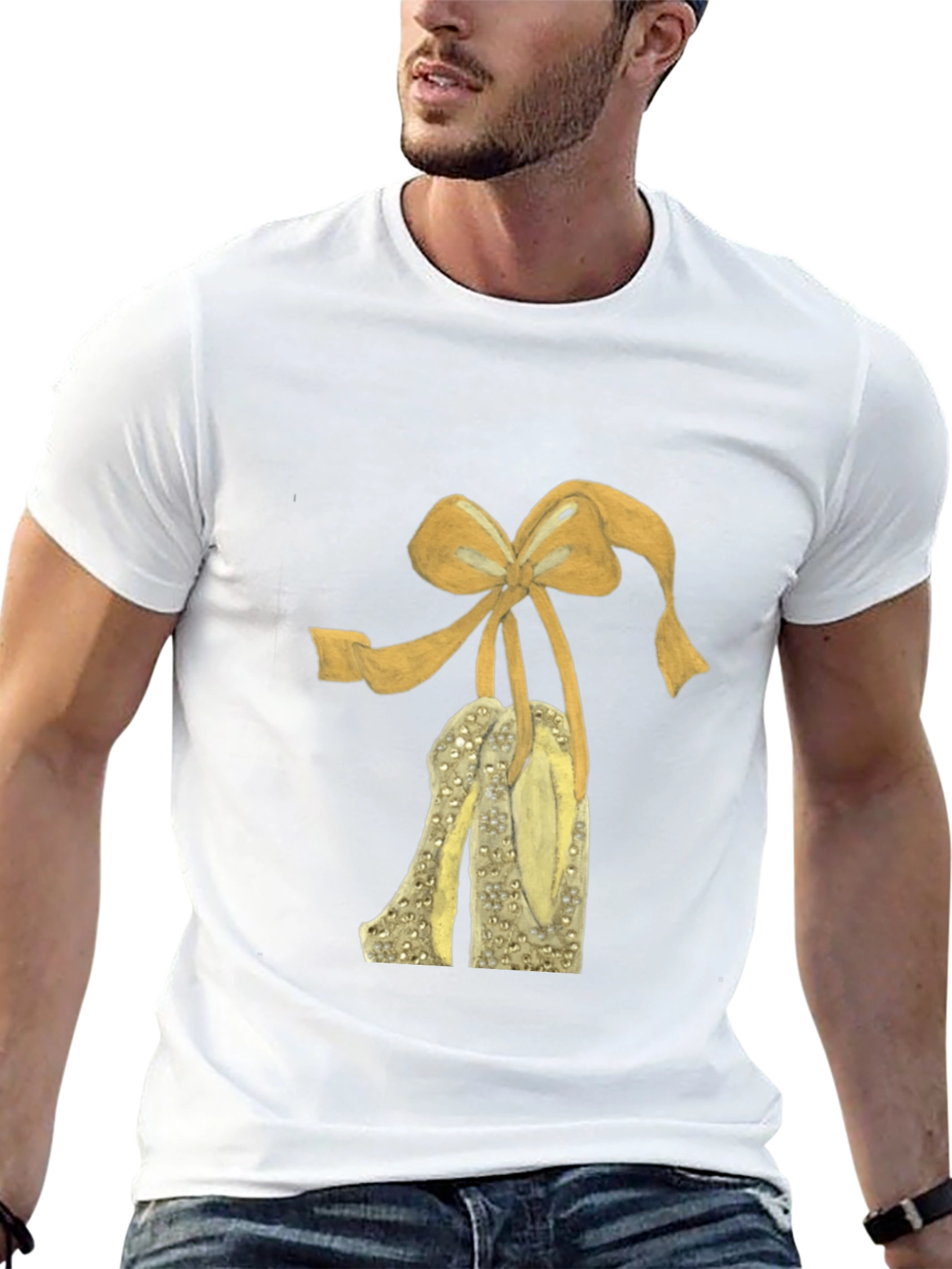 T-Shirt with Shoe and Bow Graphic
