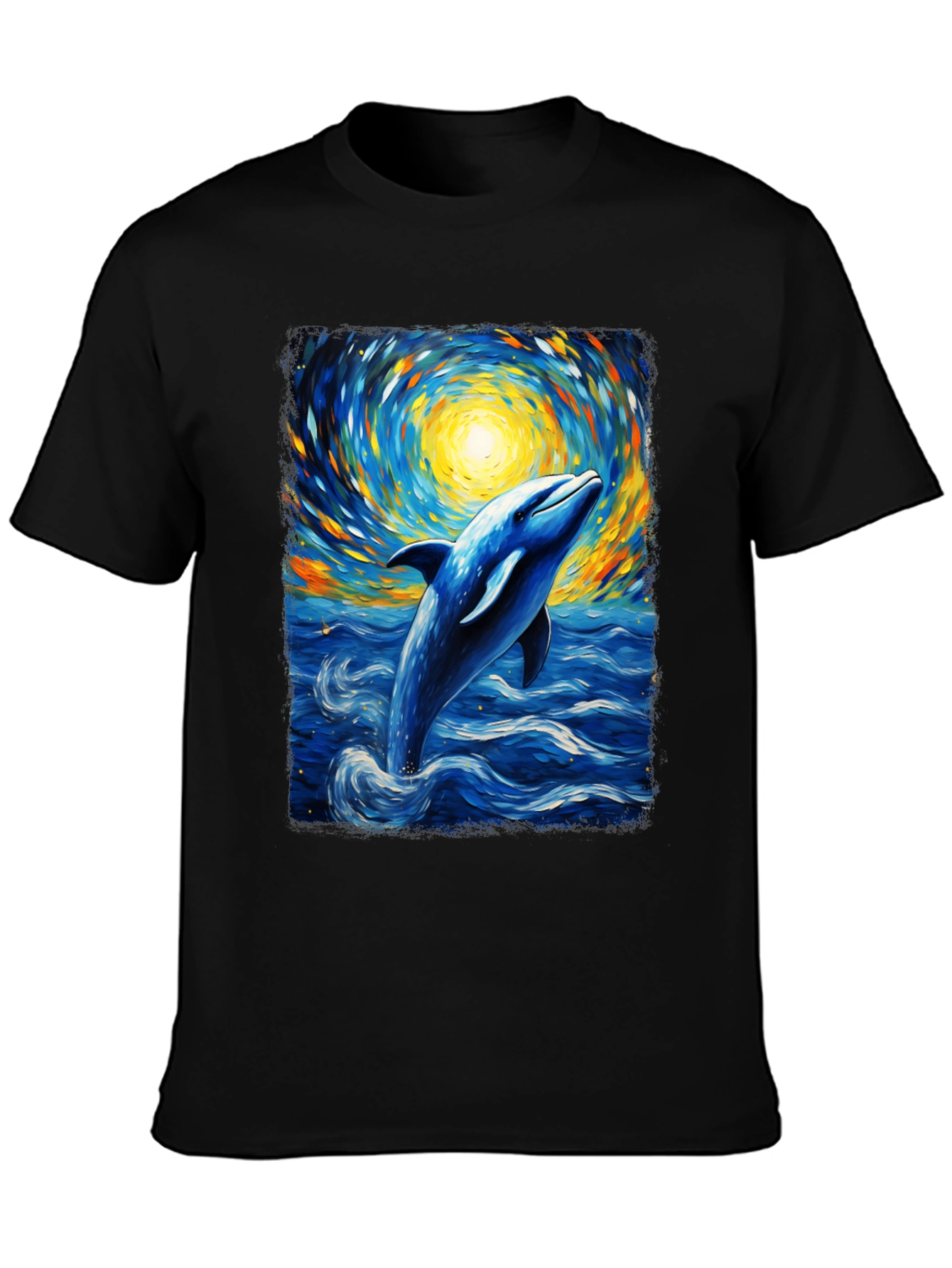 Dolphin Van Gogh Style T-Shirt Artistic Ocean Tee