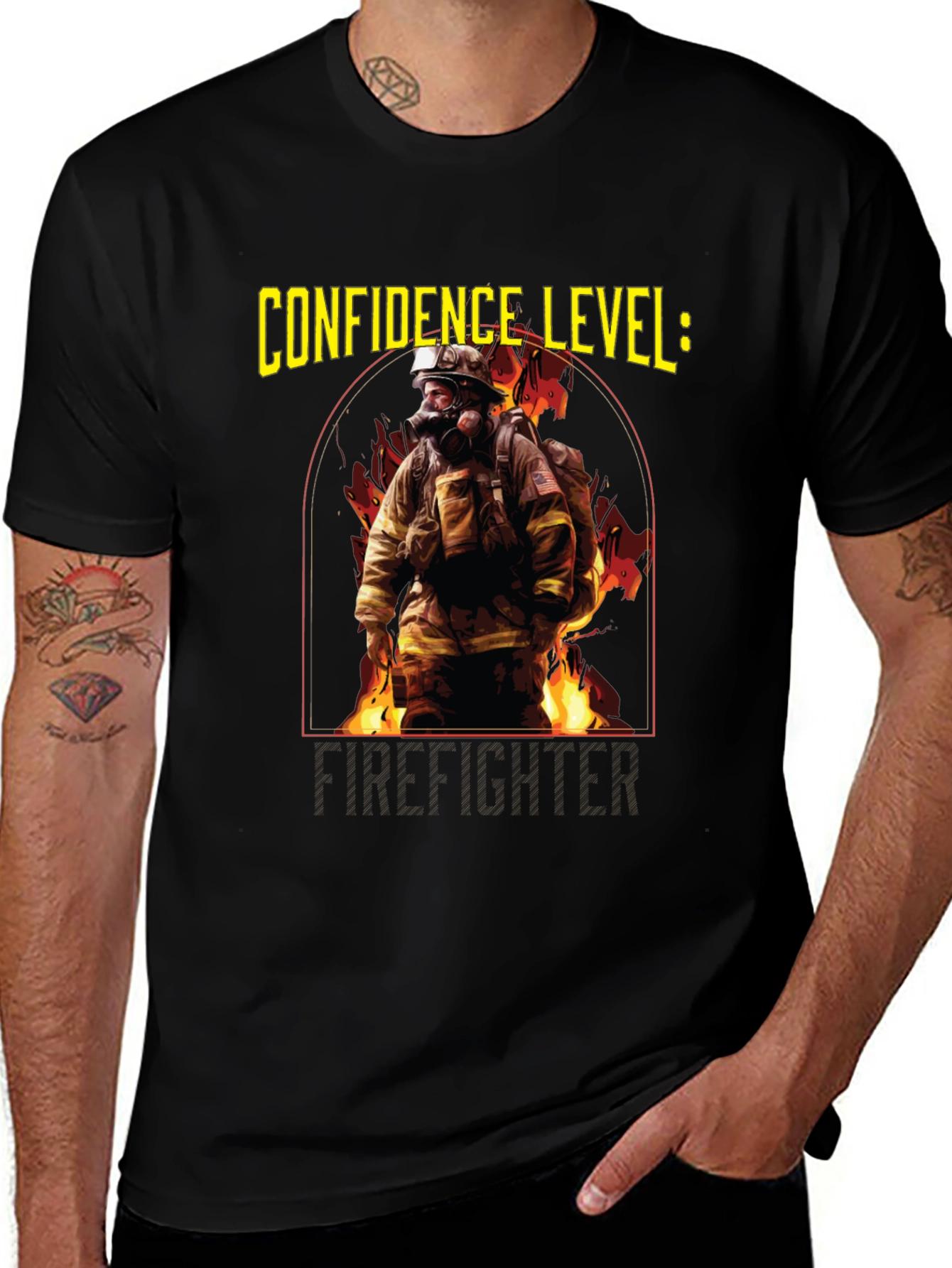 Confidence Level: Firefighter Black T-Shirt