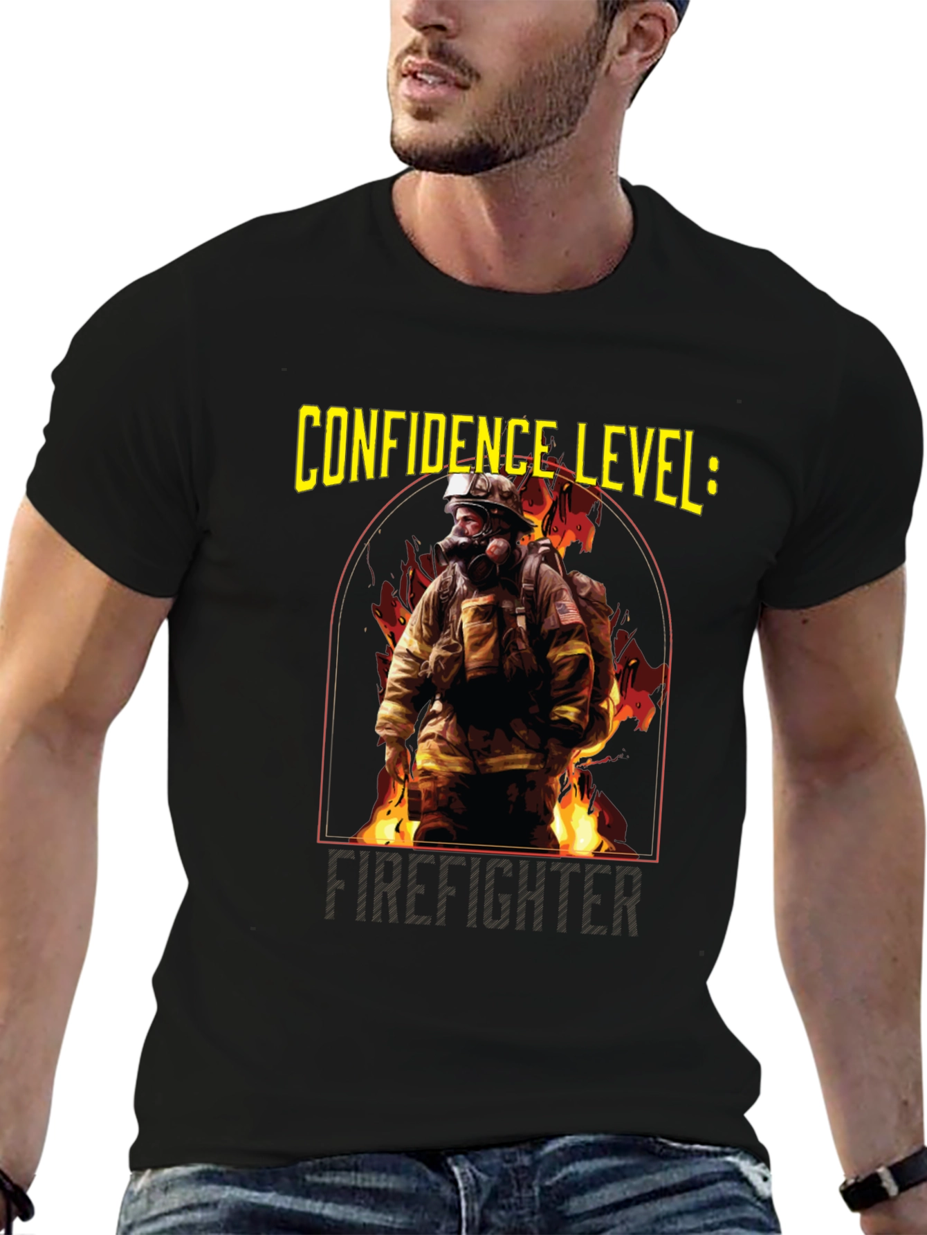 Confidence Level: Firefighter Black T-Shirt