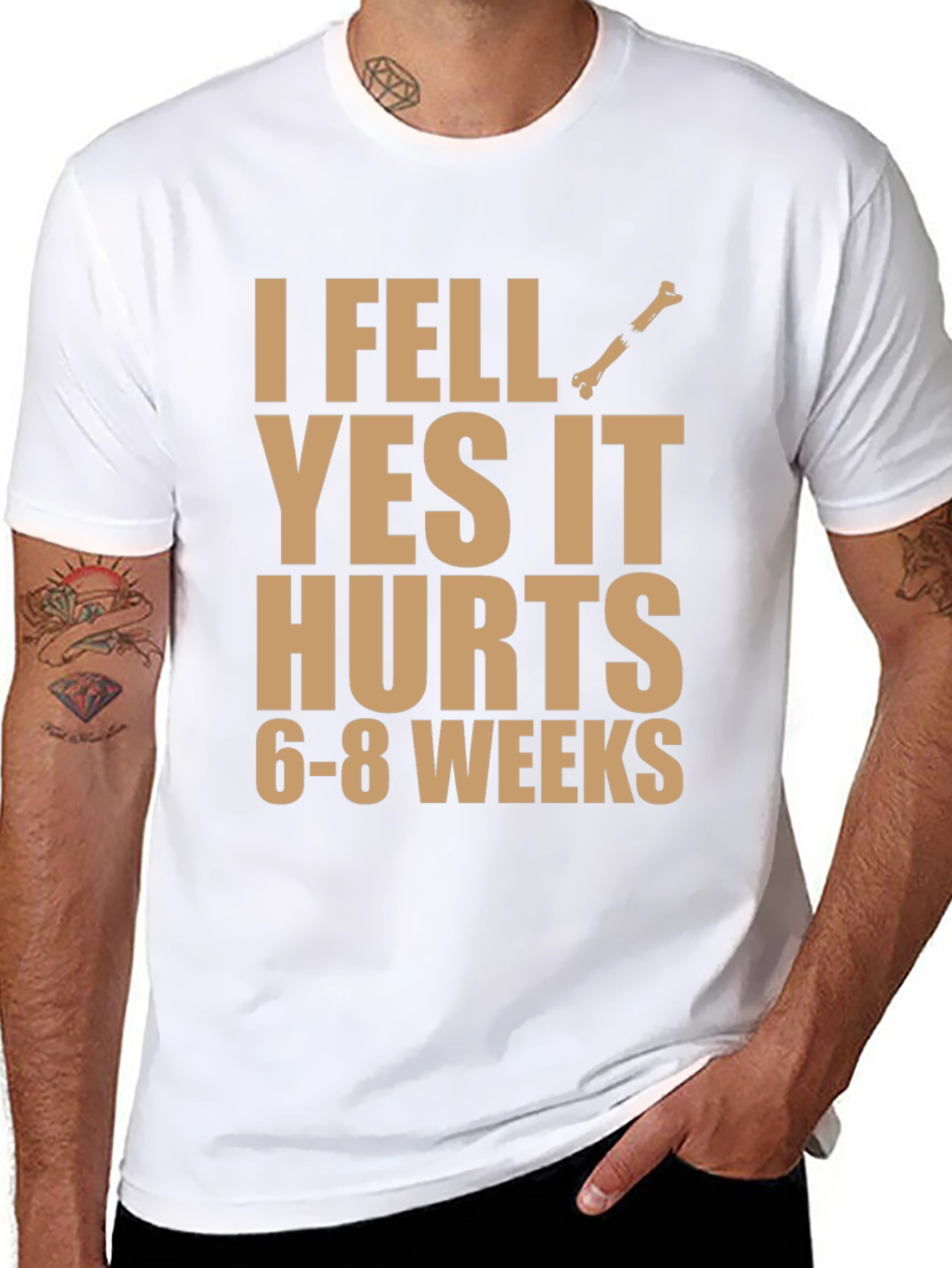 I Fell Yes It Hurts Funny Broken Bone T-Shirt