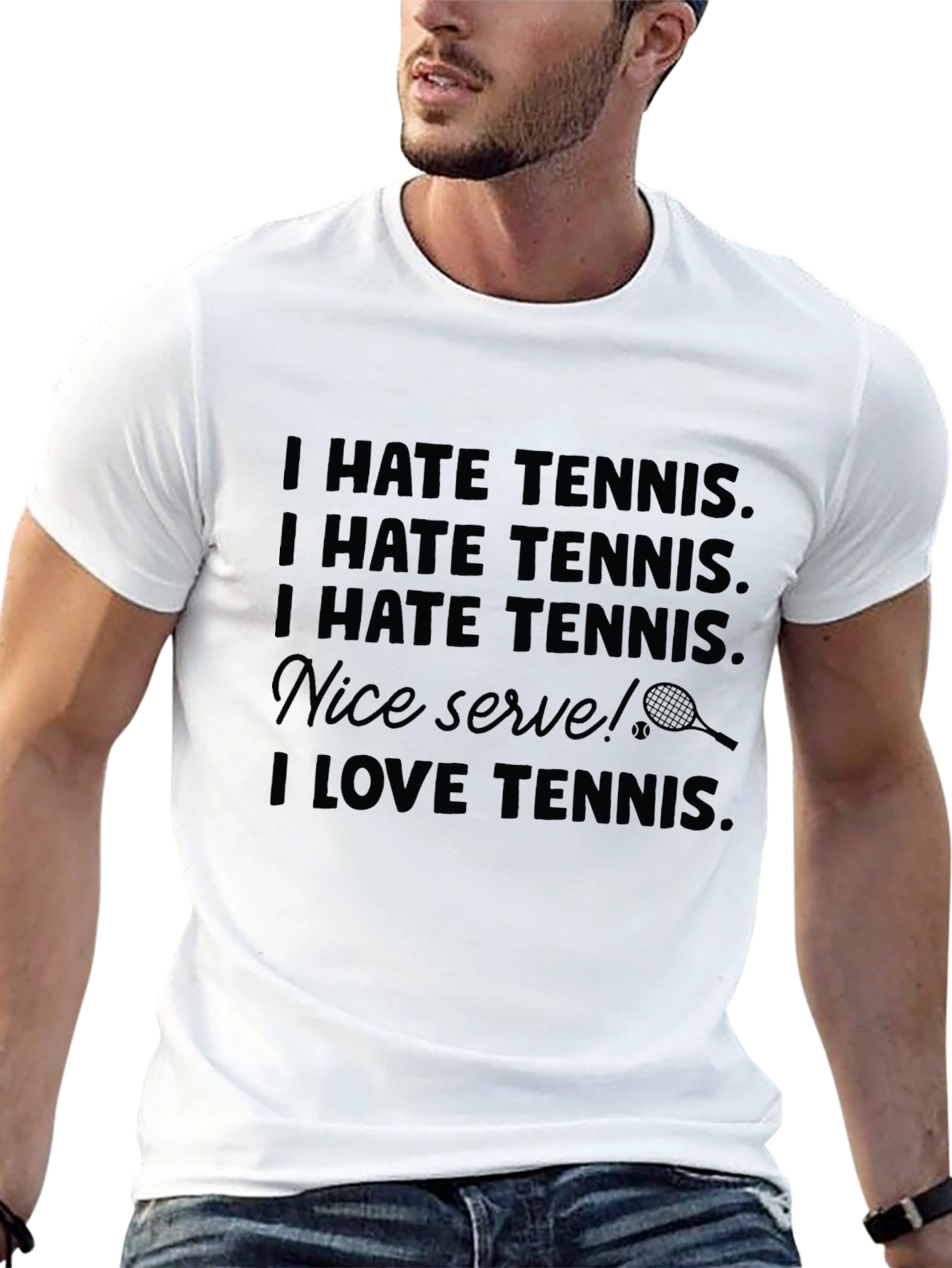 Funny Tennis Graphic T-Shirt: I Hate/Love Tennis