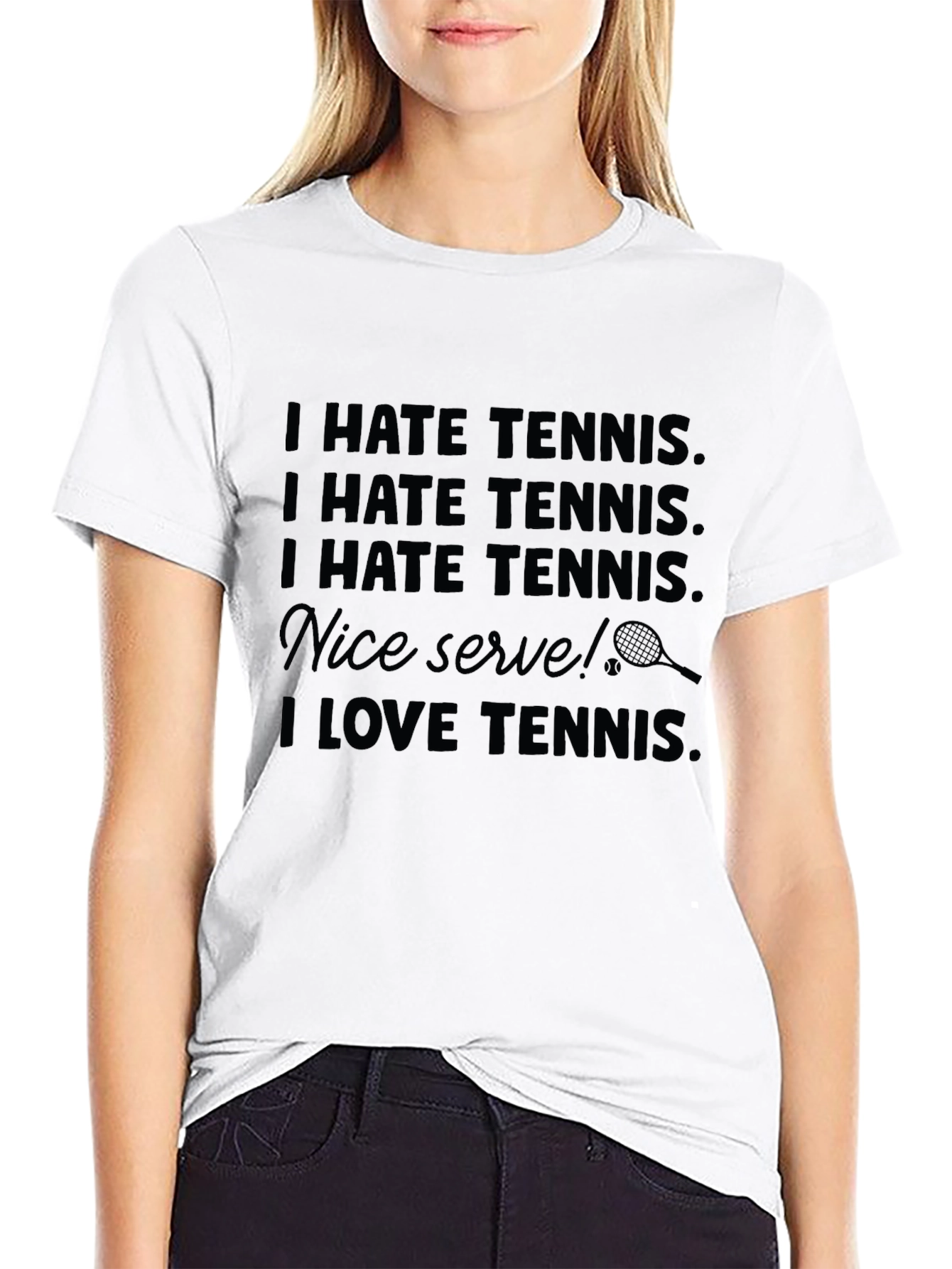 Funny Tennis Graphic T-Shirt: I Hate/Love Tennis