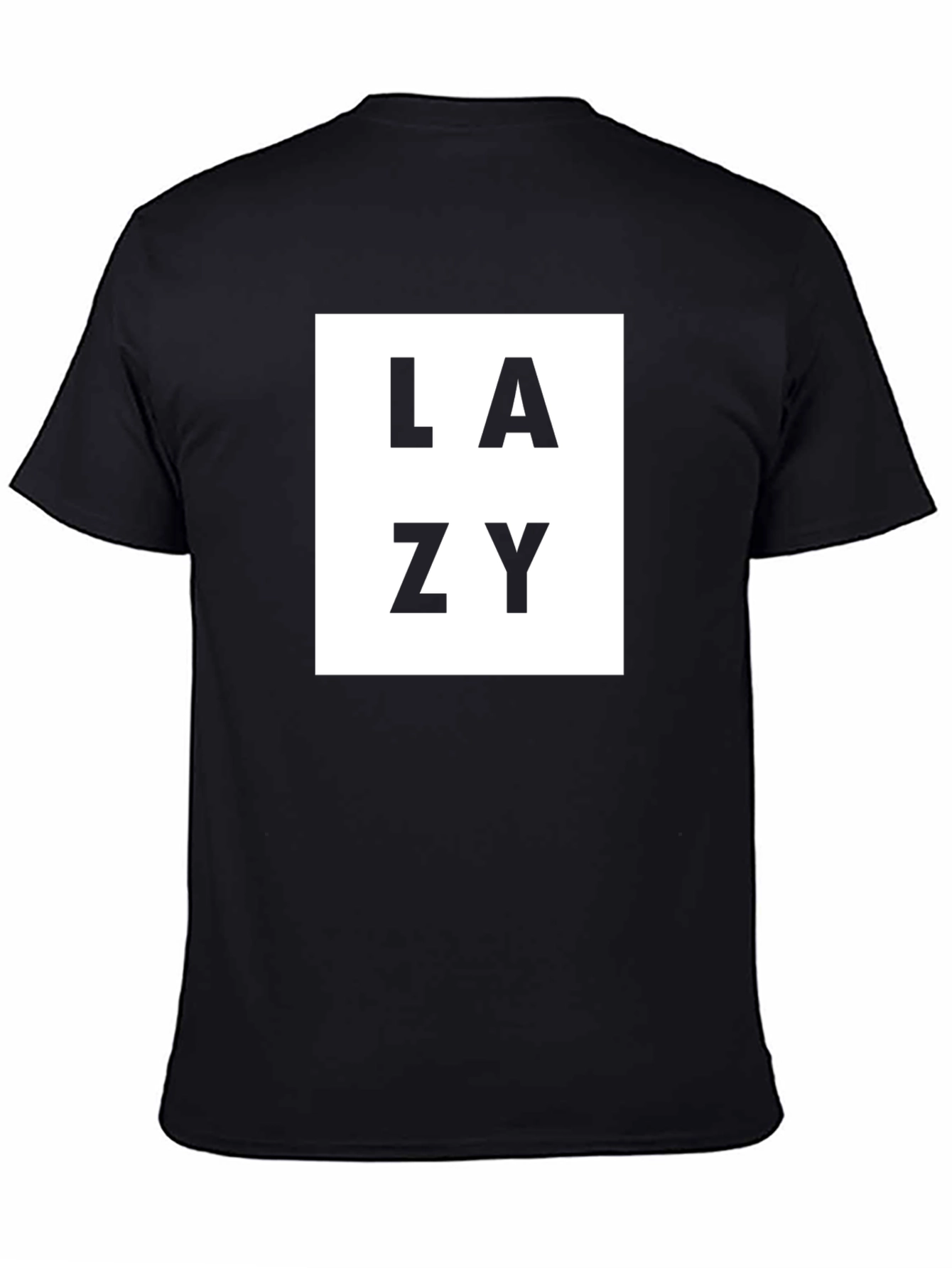 Lazy Graphic Tee - Black Crew Neck Casual T-Shirt