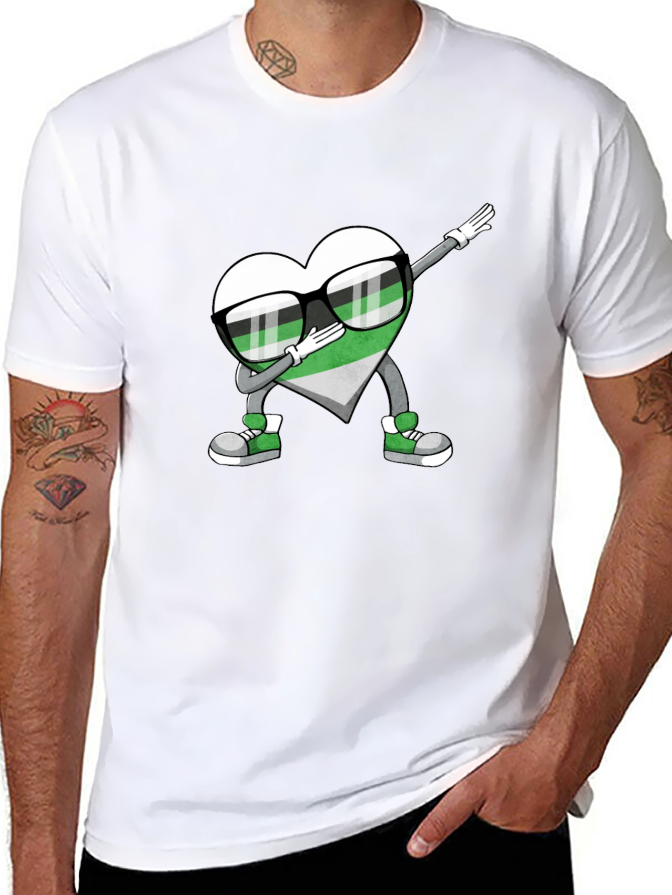 Aromantic Pride Dabbing Heart T-Shirt