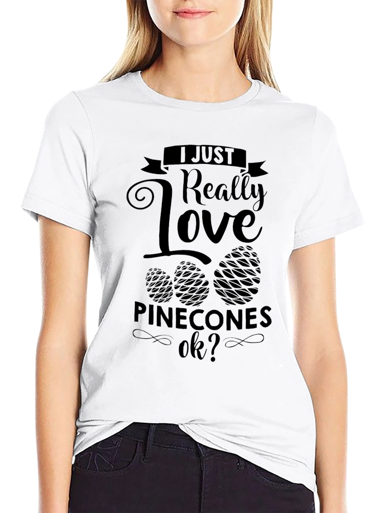 I Love Pinecones Black T-Shirt