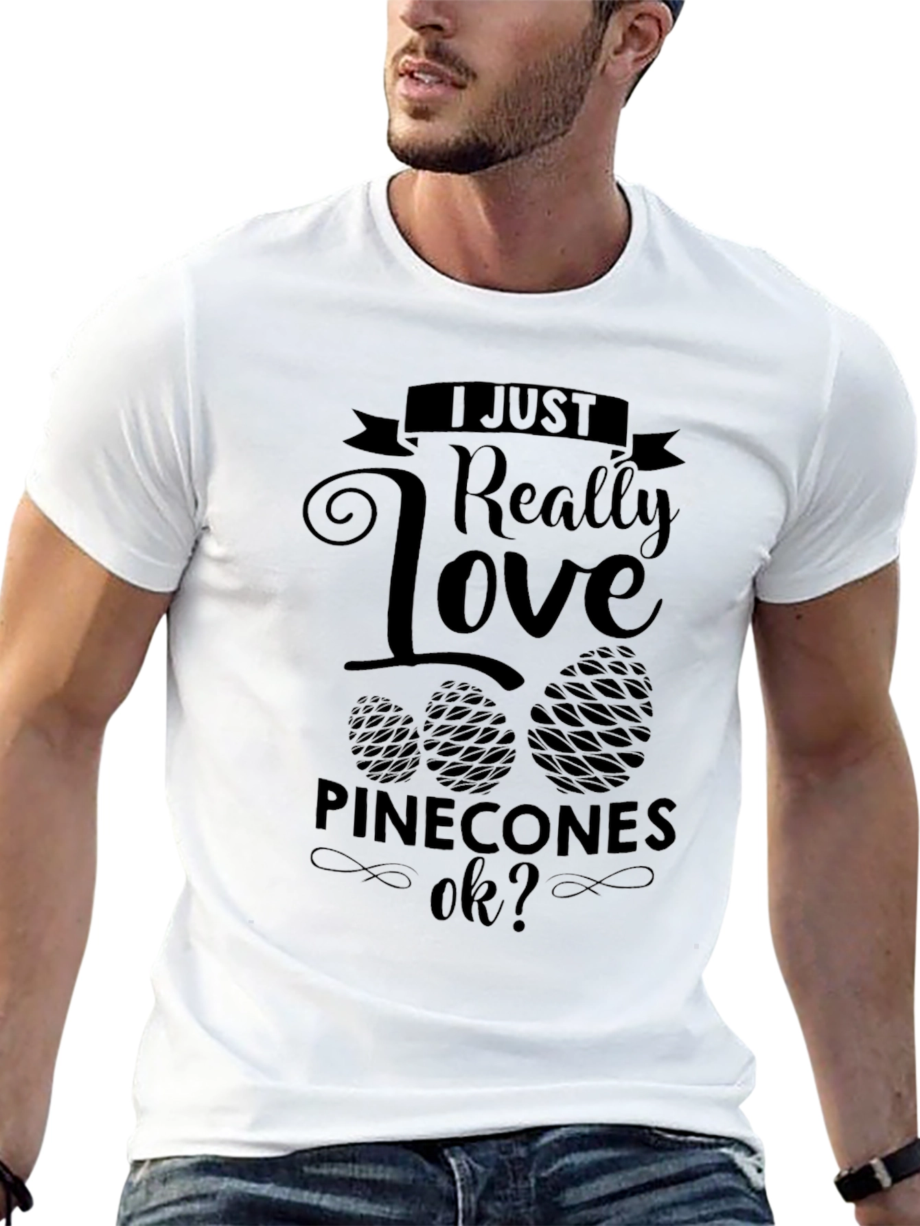 I Love Pinecones Black T-Shirt