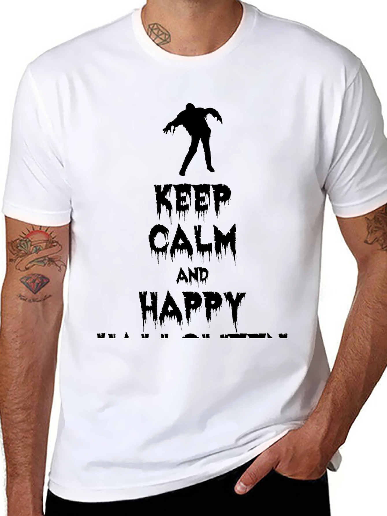 Keep Calm & Happy Halloween Black Graphic Tee
