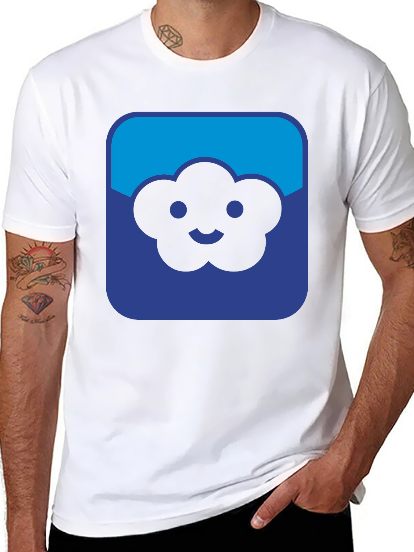 Cloud Smiley Graphic Black T-Shirt