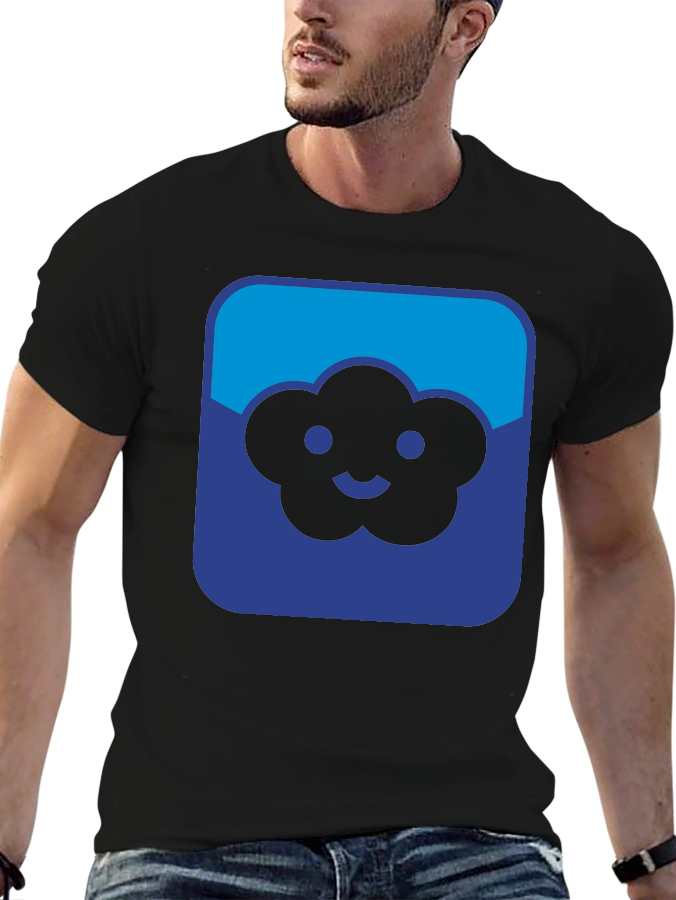 Cloud Smiley Graphic Black T-Shirt