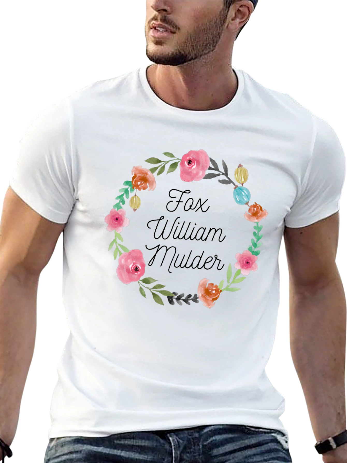 Floral Fox Mulder T-Shirt - Unique Fan Apparel