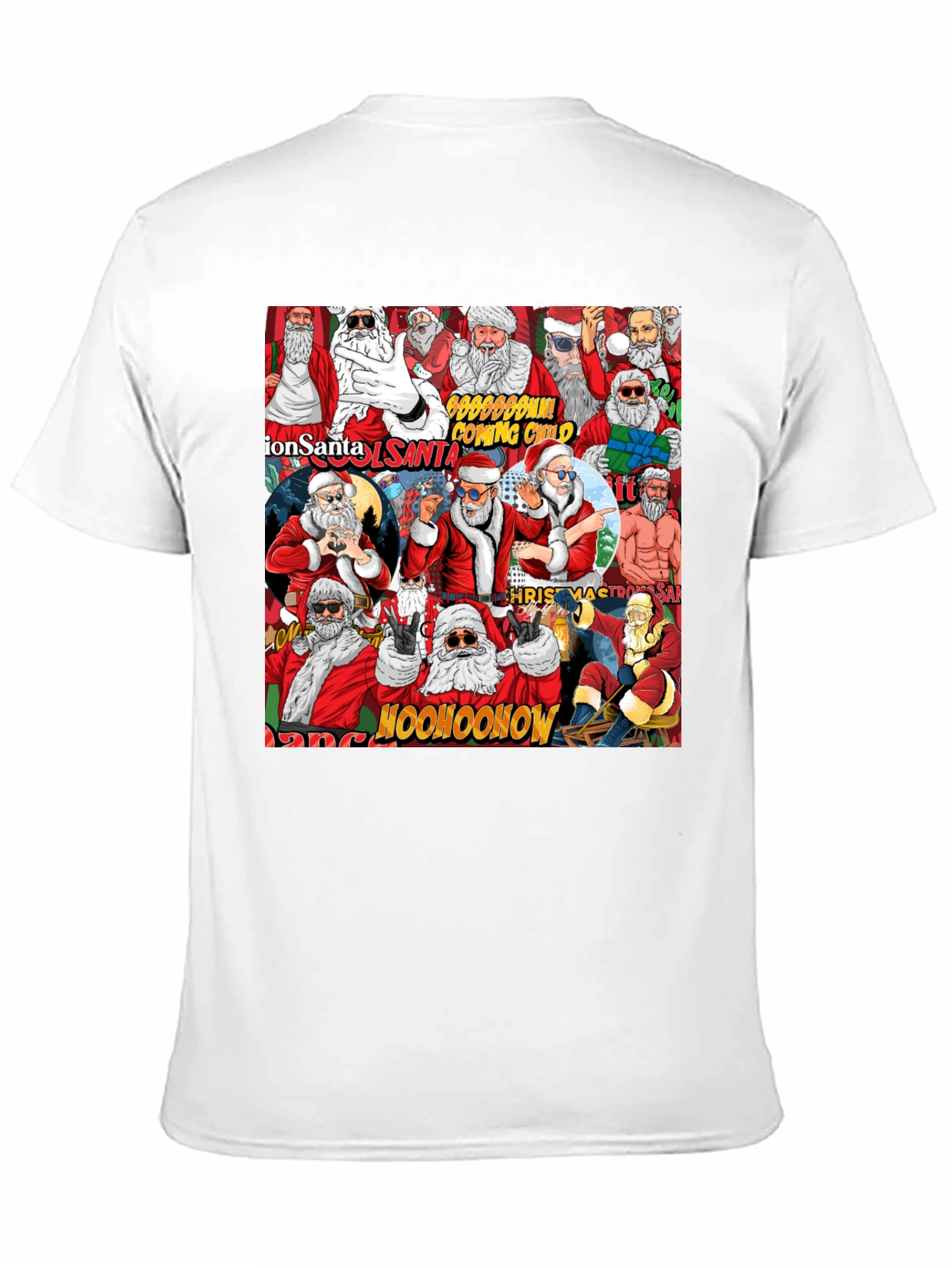 Cool Santa Collage Black T-Shirt