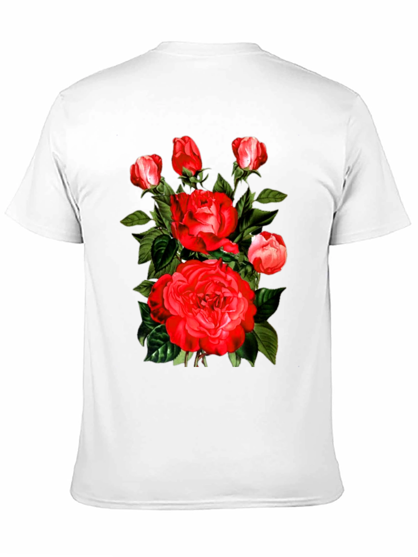Red Roses Graphic Print Mens Black T-Shirt