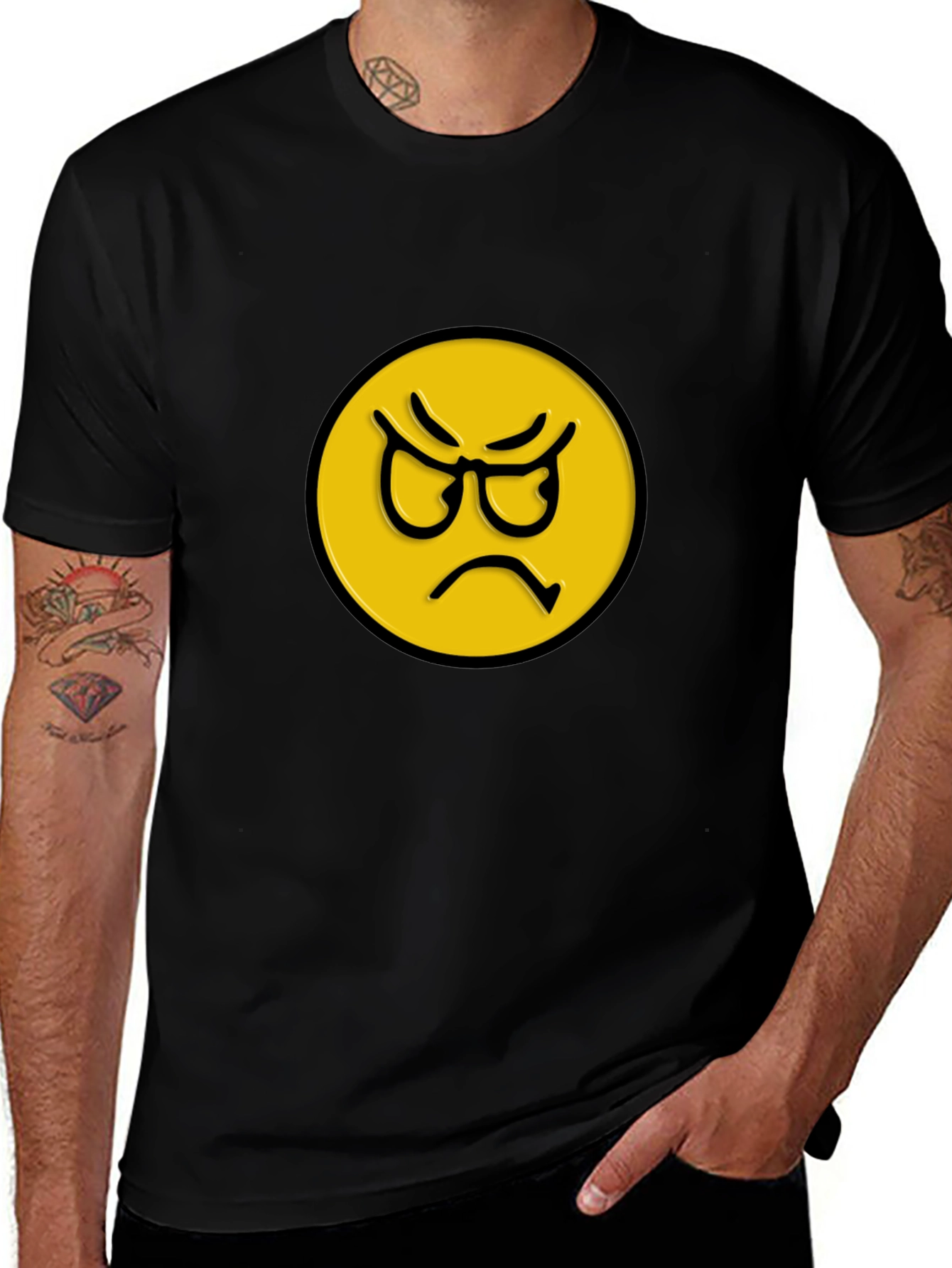 Angry Emoji Graphic Tee - Unisex Black T-Shirt