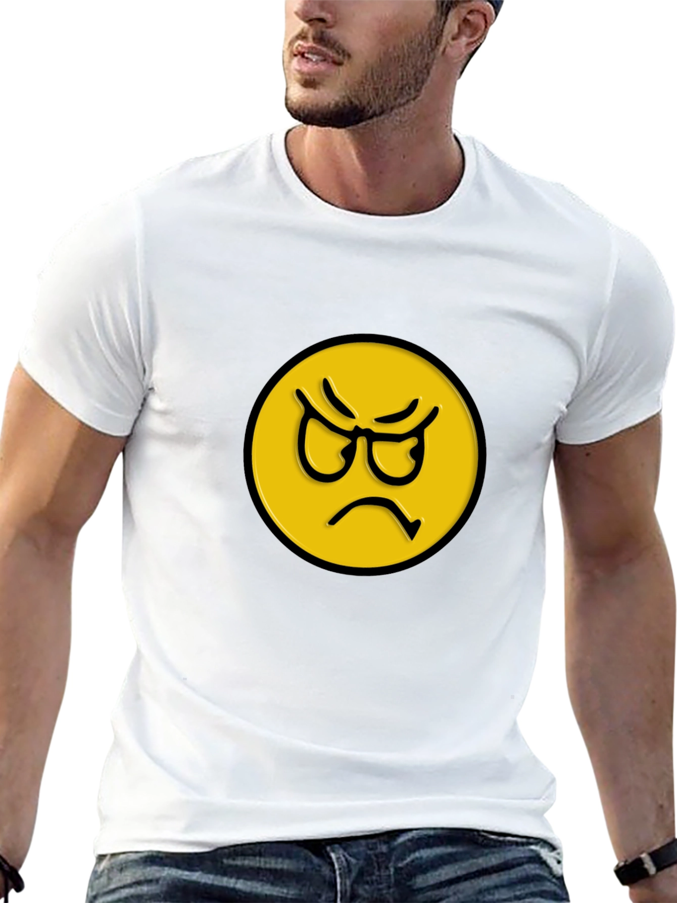 Angry Emoji Graphic Tee - Unisex Black T-Shirt