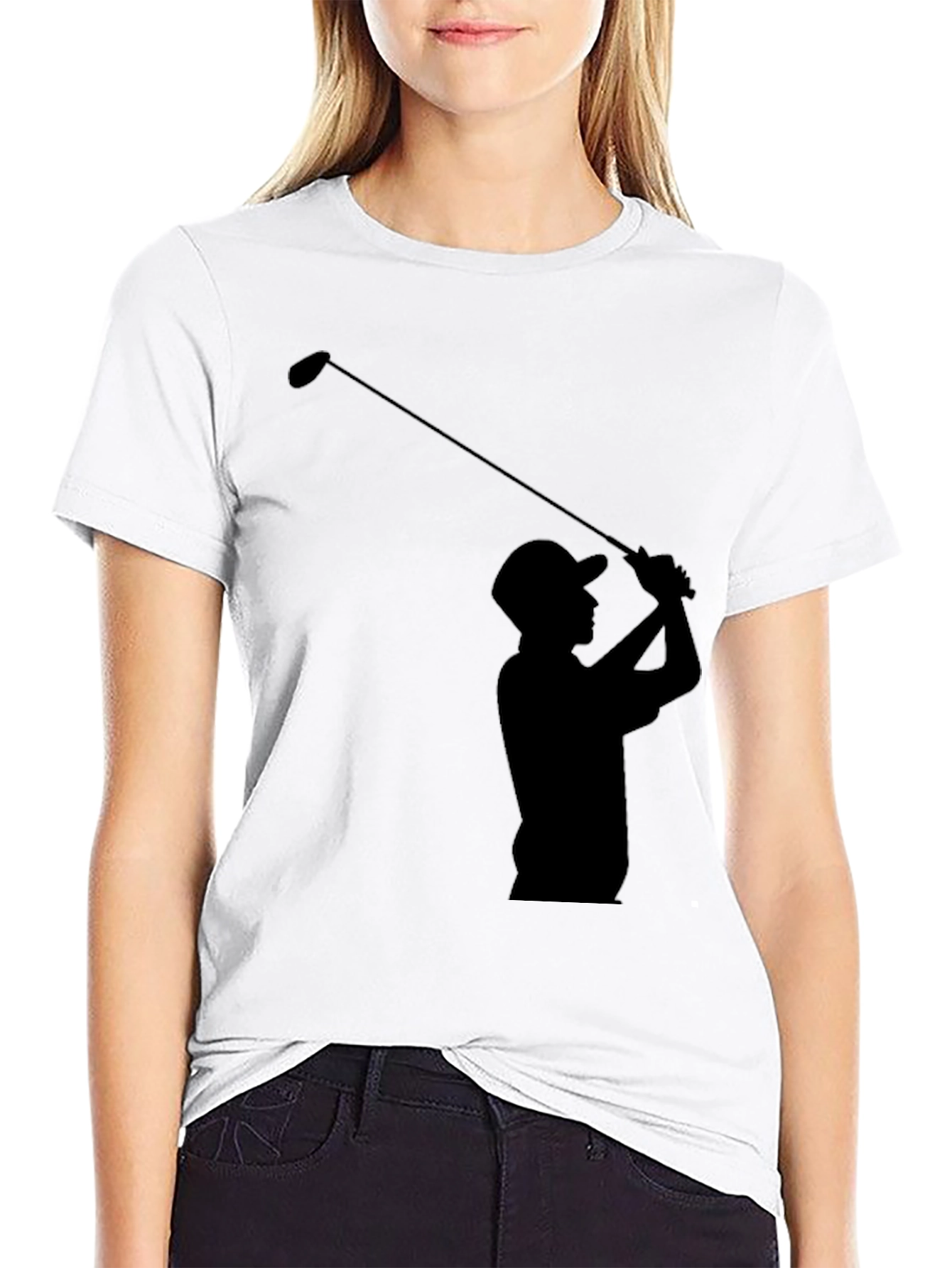 Golfer Silhouette T-Shirt - Black Tee