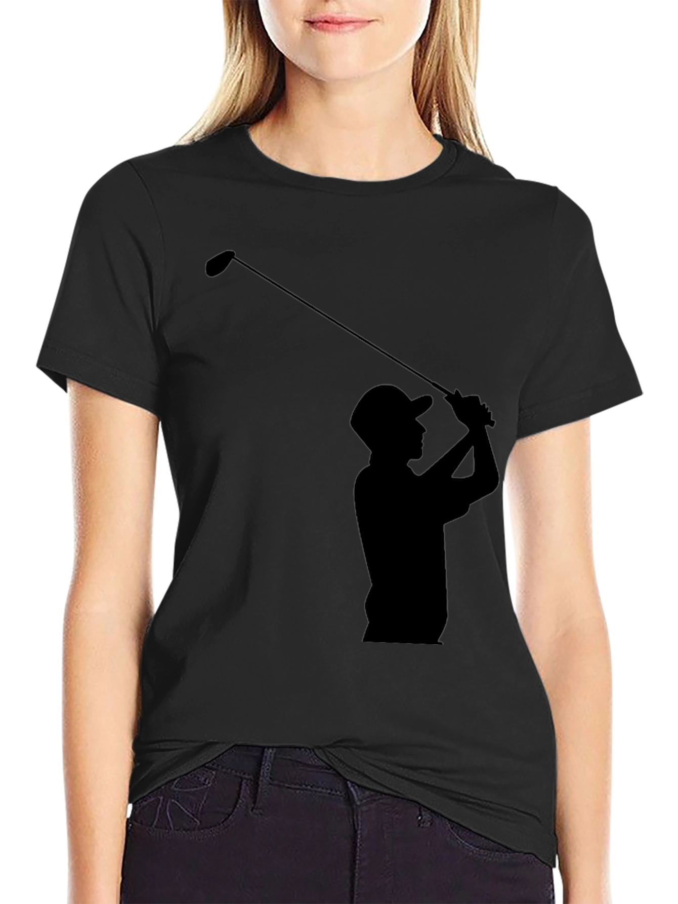 Golfer Silhouette T-Shirt - Black Tee
