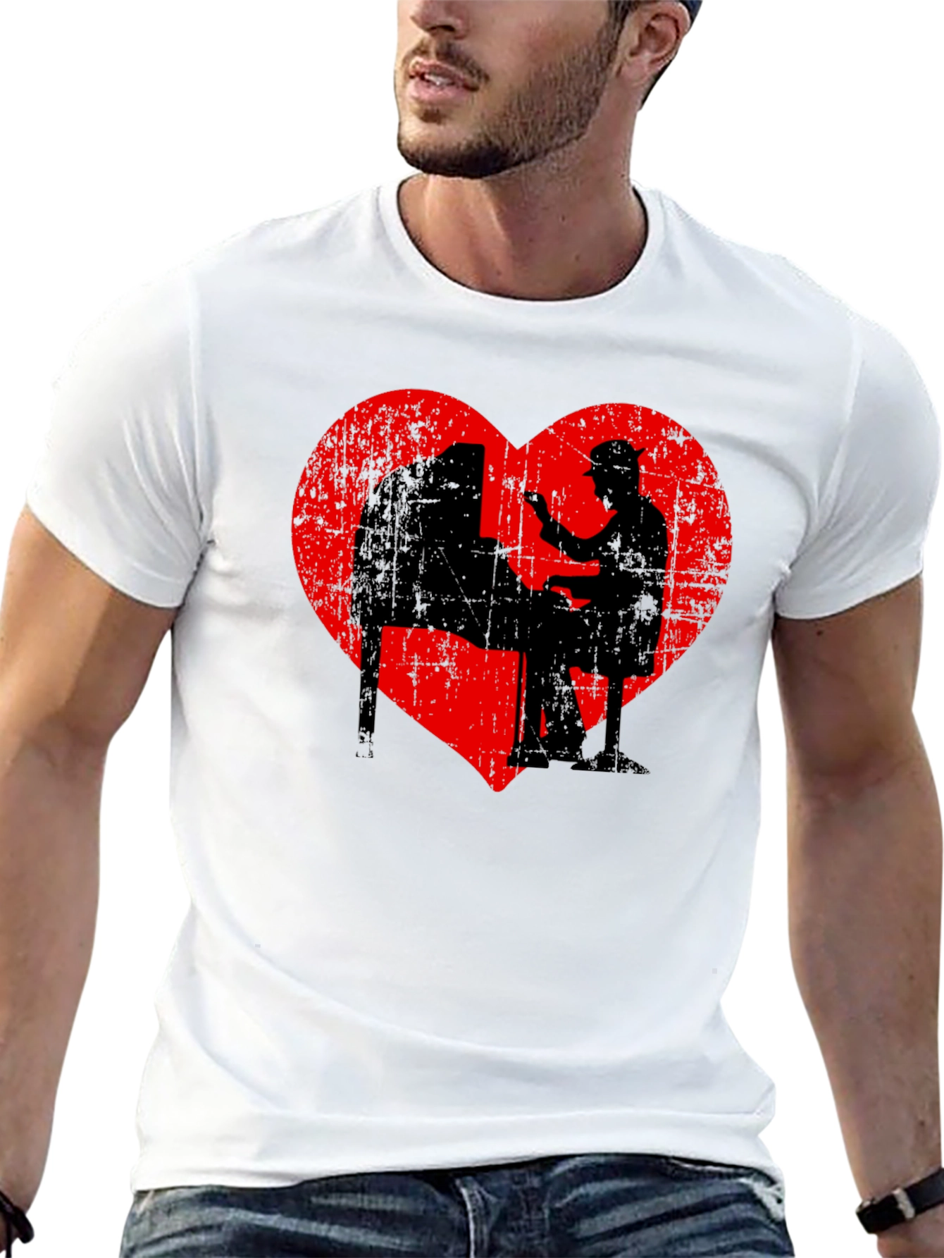 Piano Heart Silhouette T-Shirt
