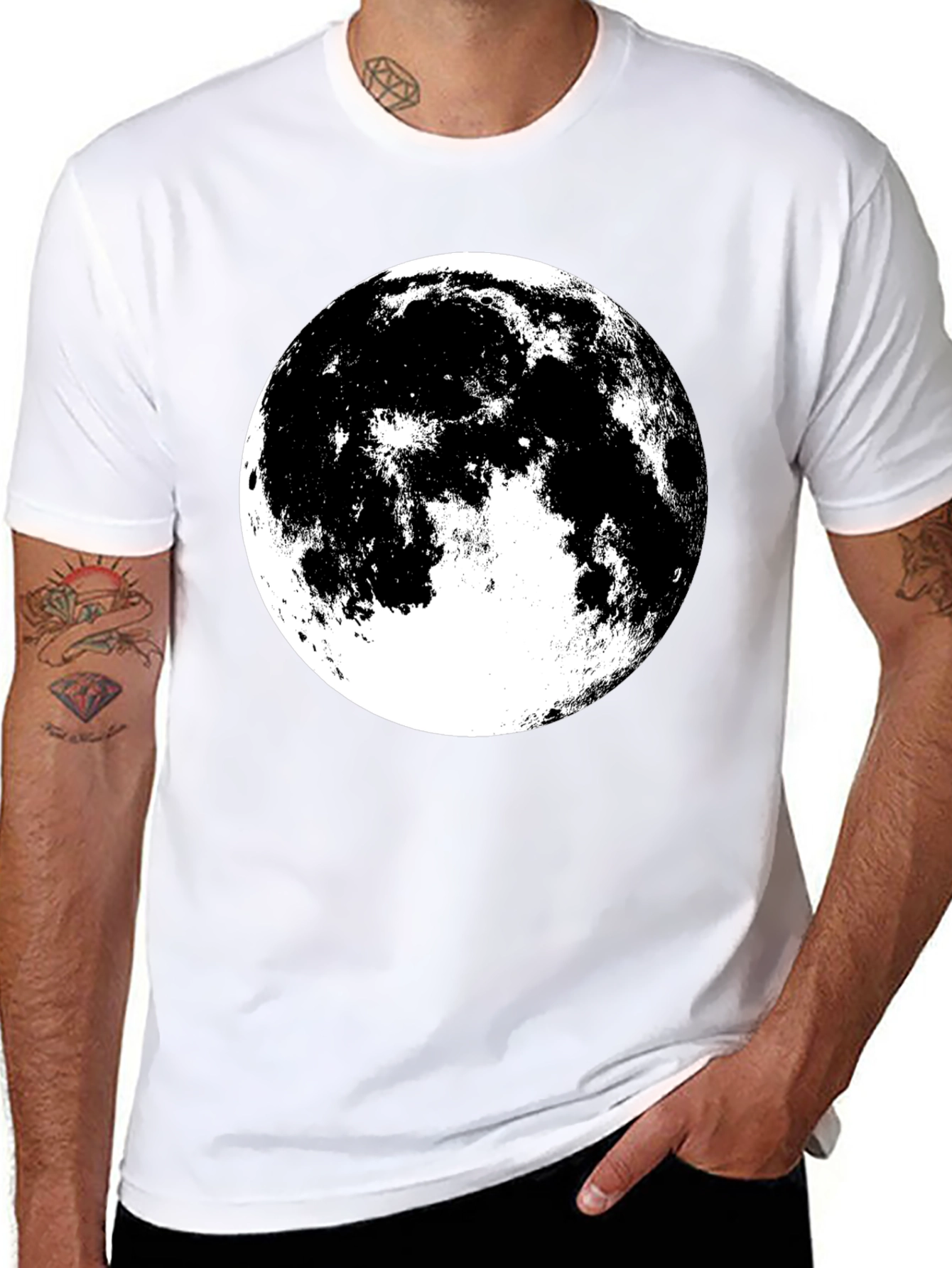 Full Moon Graphic Tee - Black Cotton Shirt