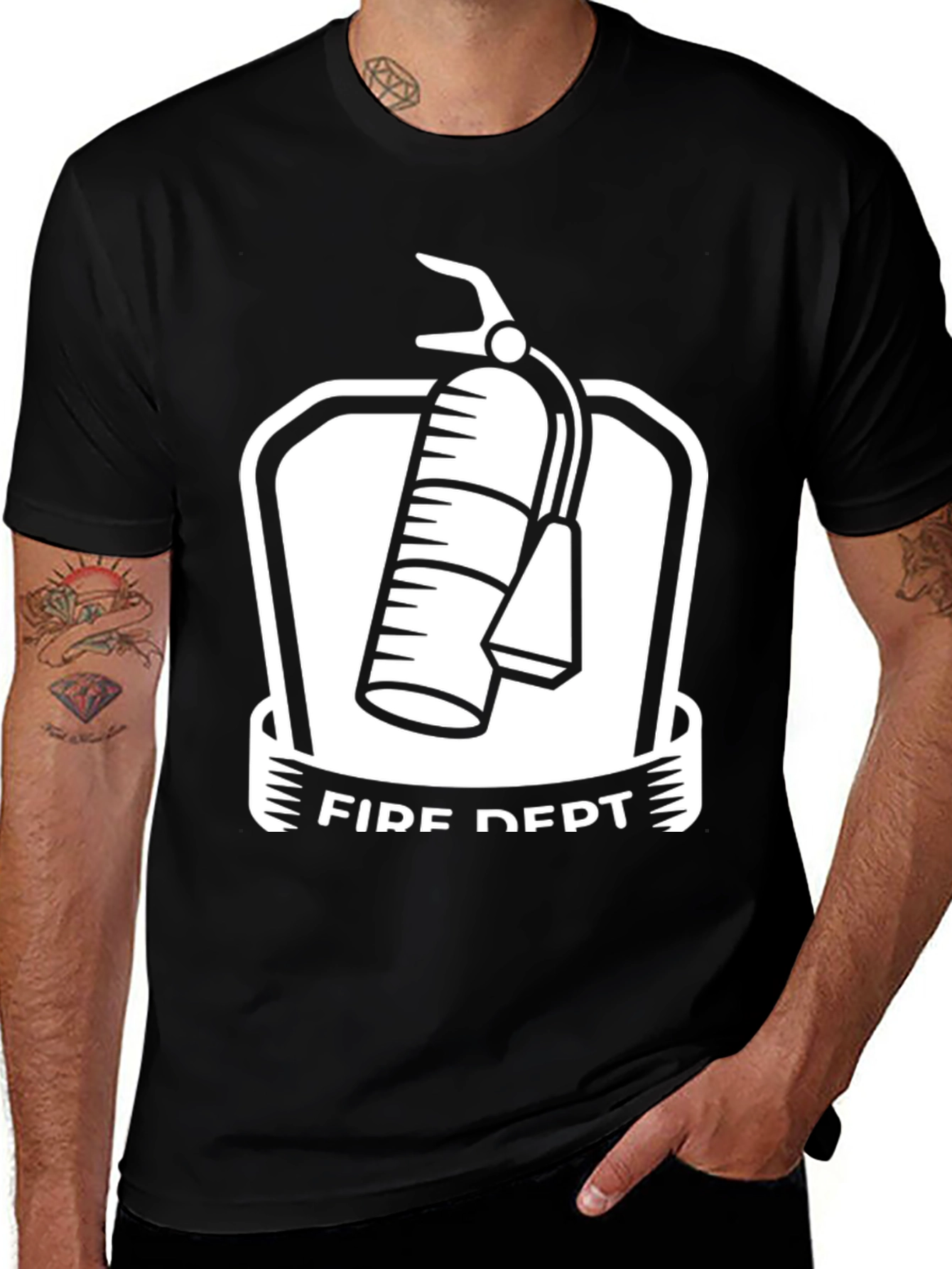 Fire Dept. Graphic Tee - Black Cotton Blend