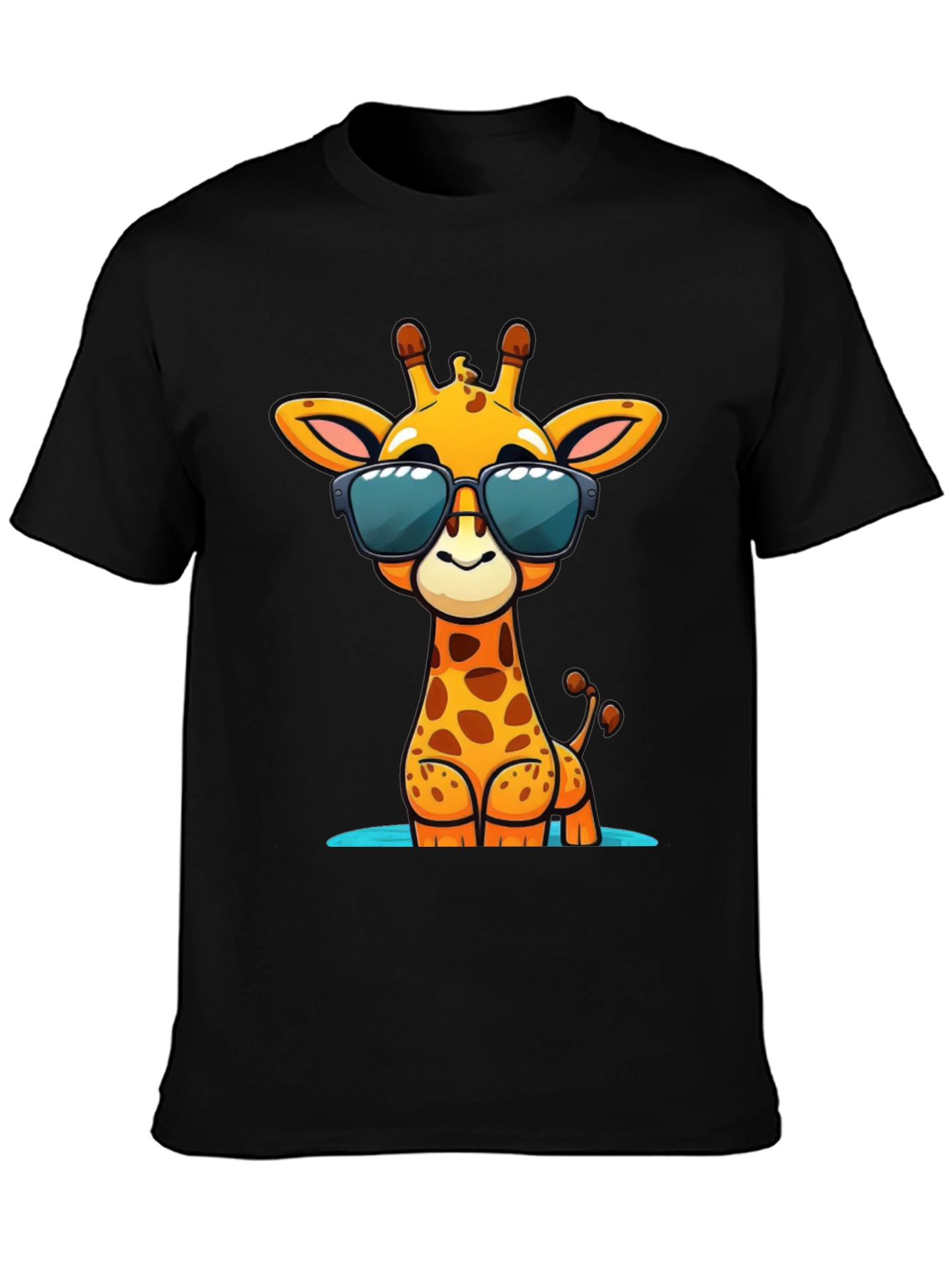 Cool Giraffe Graphic Tee - Black Cotton Shirt