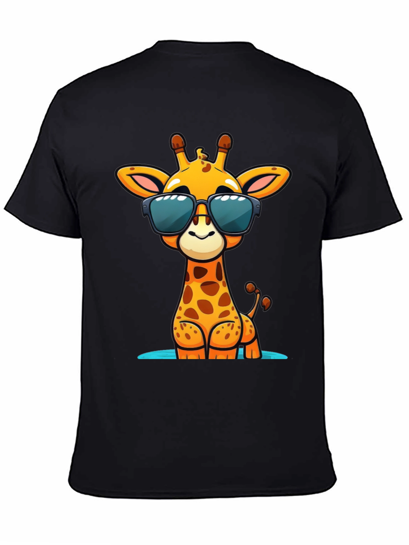 Cool Giraffe Graphic Tee - Black Cotton Shirt
