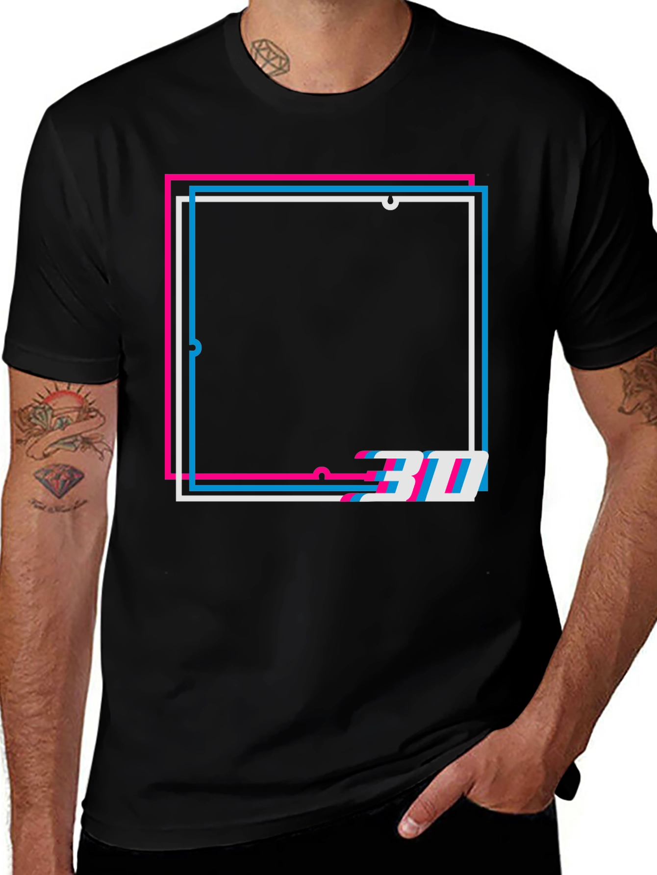 Geometric 3D Effect Graphic Tee