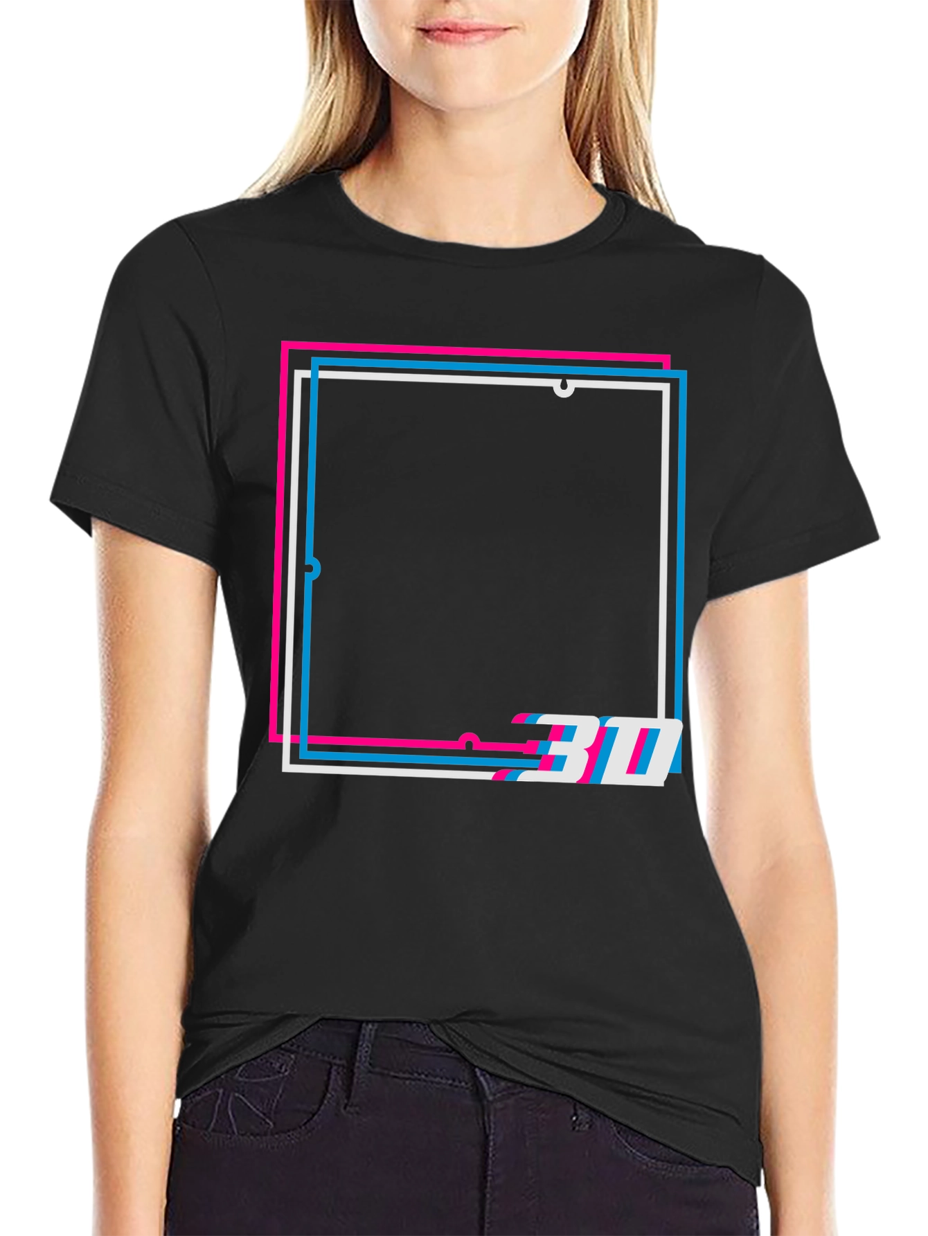 Geometric 3D Effect Graphic Tee