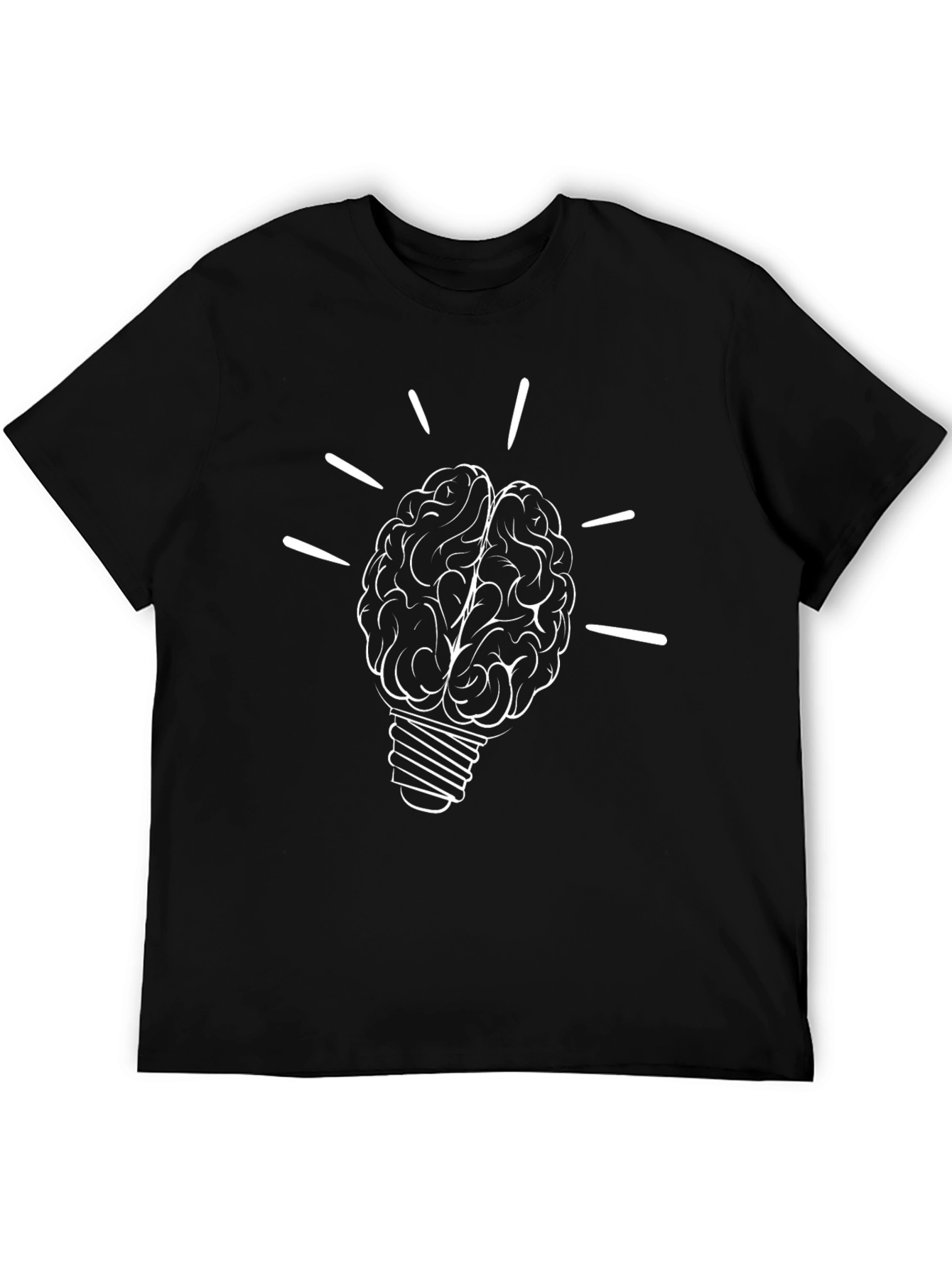 Brain Lightbulb Graphic Tee - Black