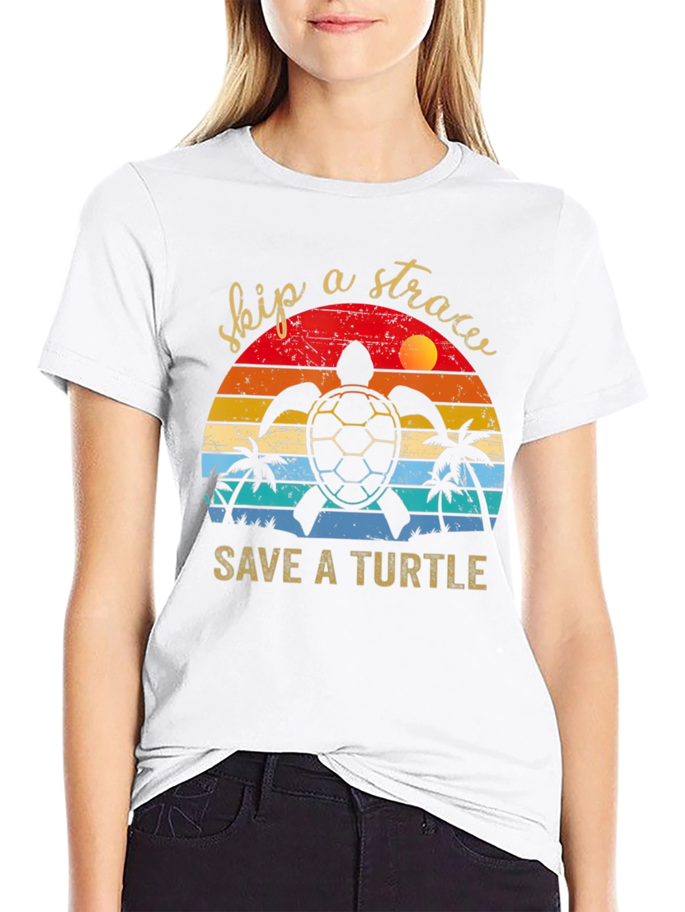 Skip a Straw Save a Turtle Tee