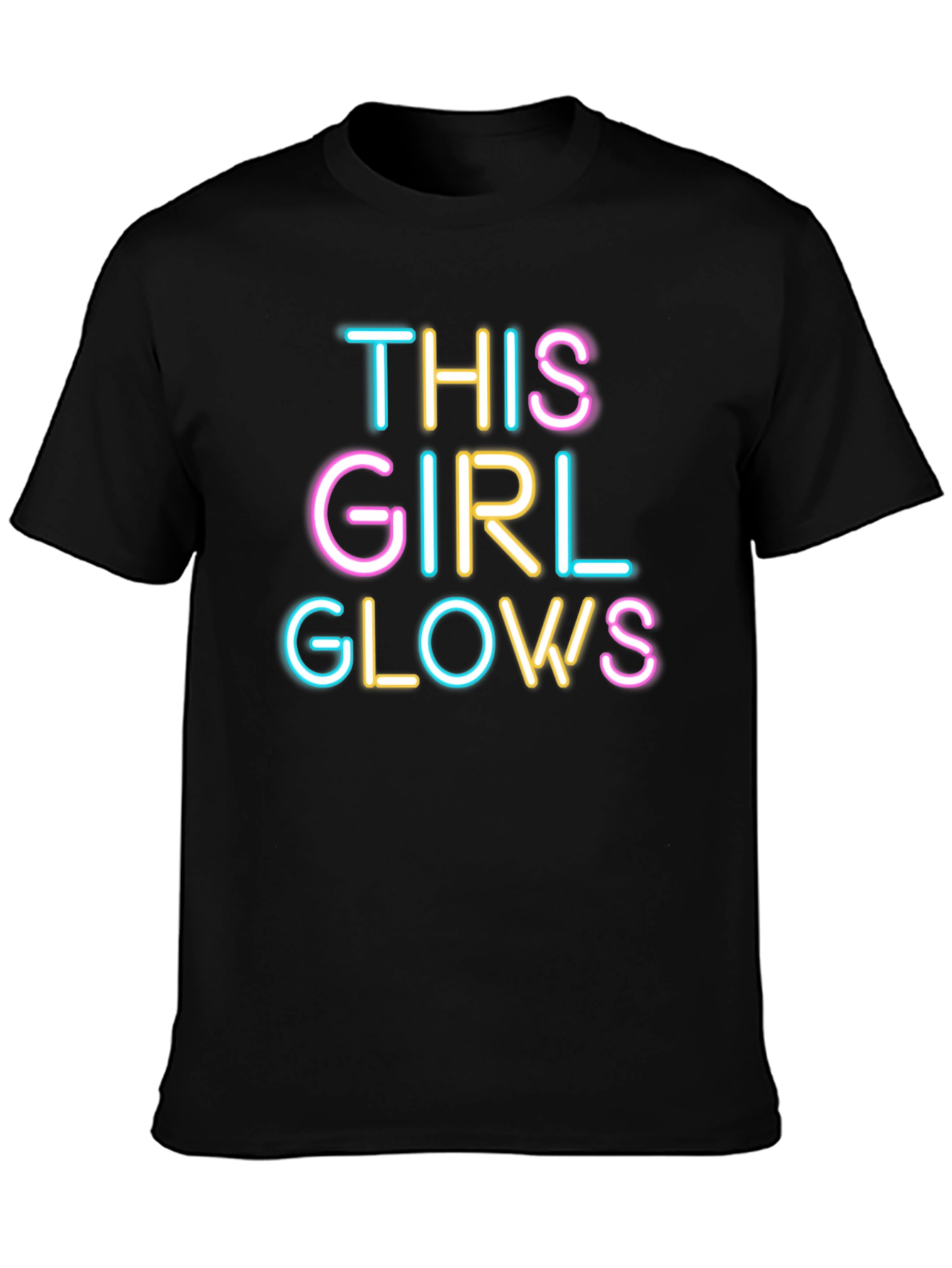 This Girl Glows Black Crew Neck Graphic Tee