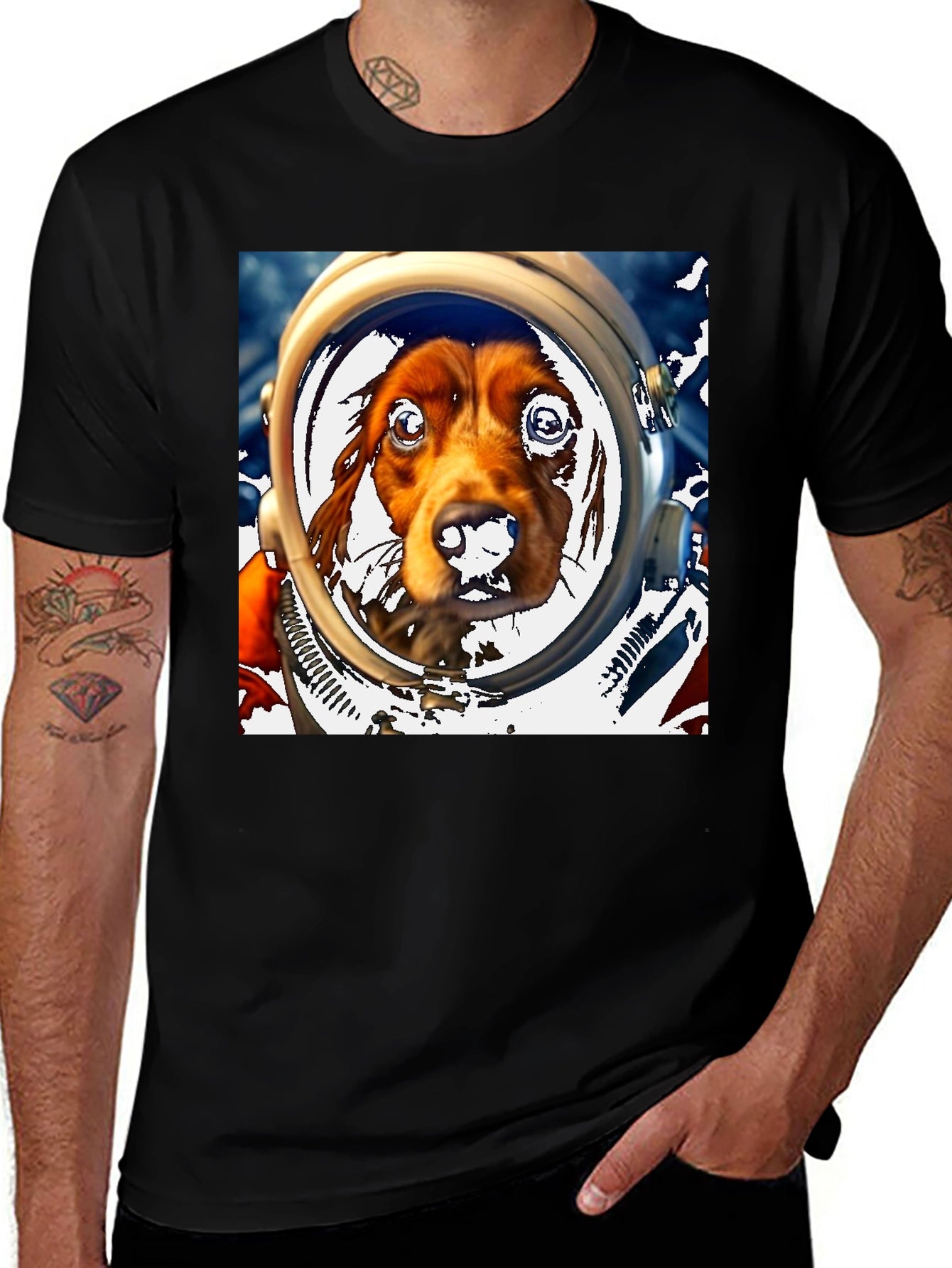 Dog Astronaut Graphic Tee - Space Dog Lover T-Shirt