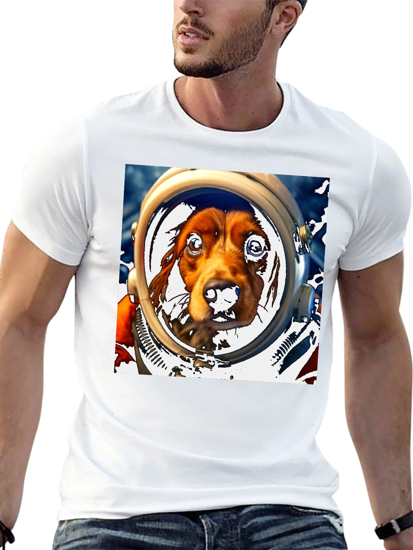 Dog Astronaut Graphic Tee - Space Dog Lover T-Shirt