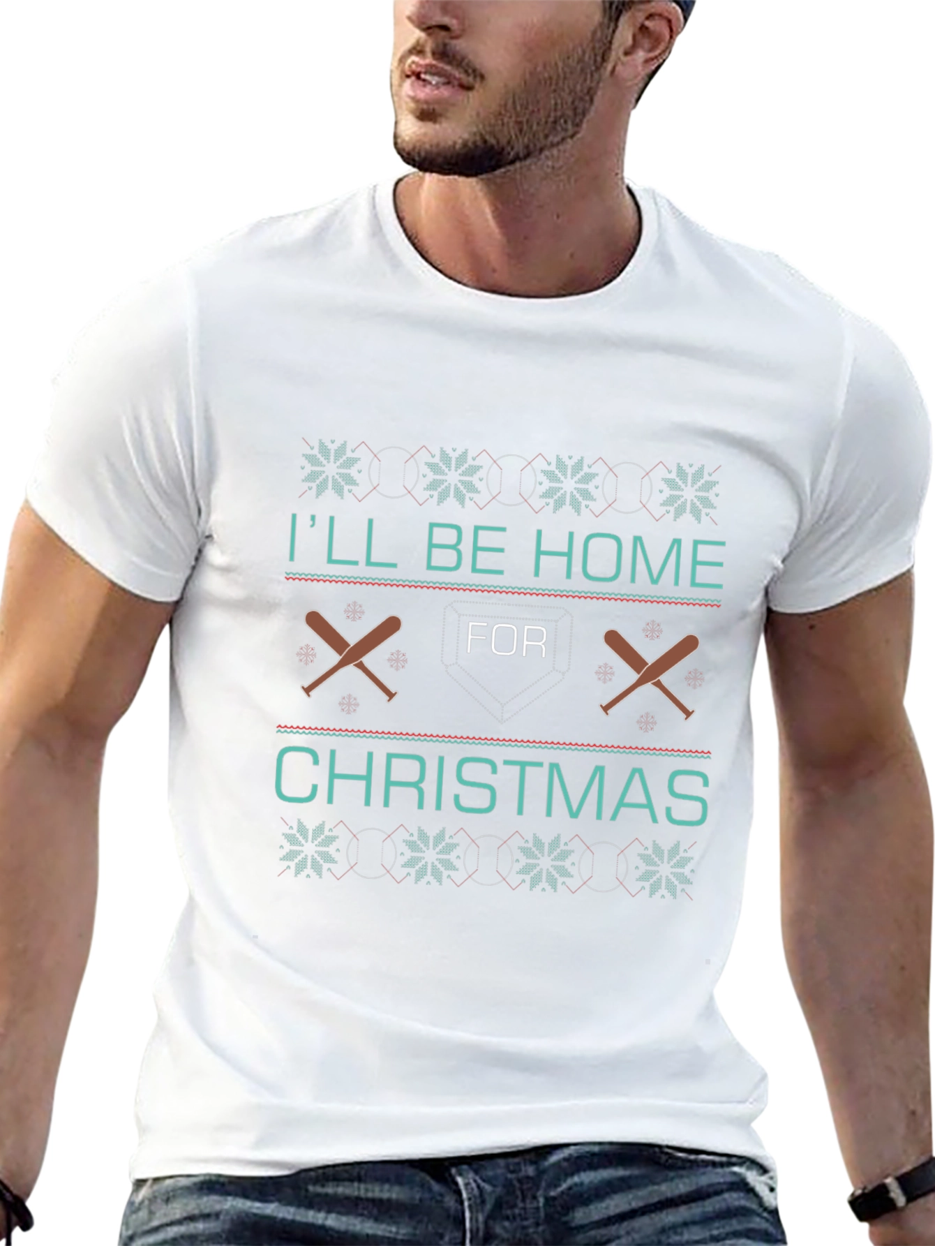Ill Be Home For Christmas Baseball T-Shirt