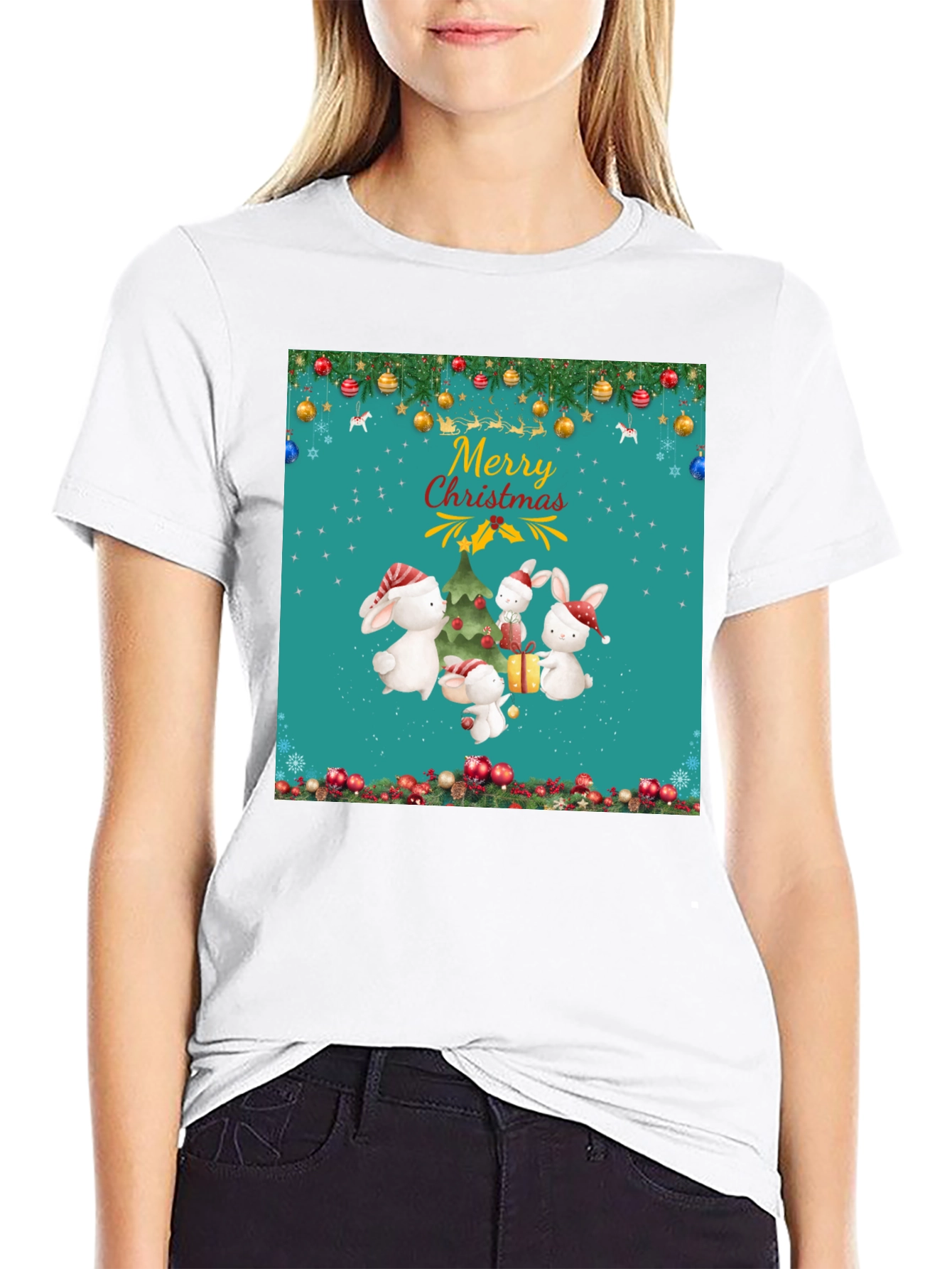 Merry Christmas Rabbit Tee
