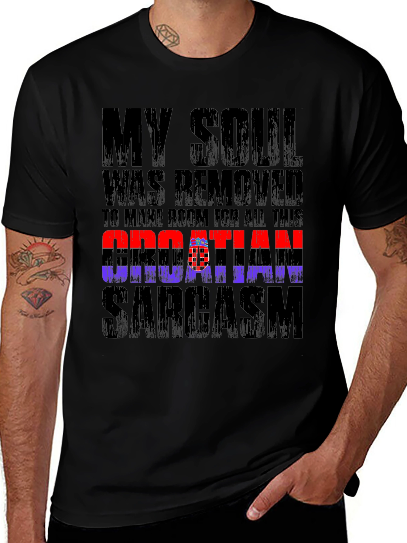 Croatian Sarcasm Graphic Tee - Black