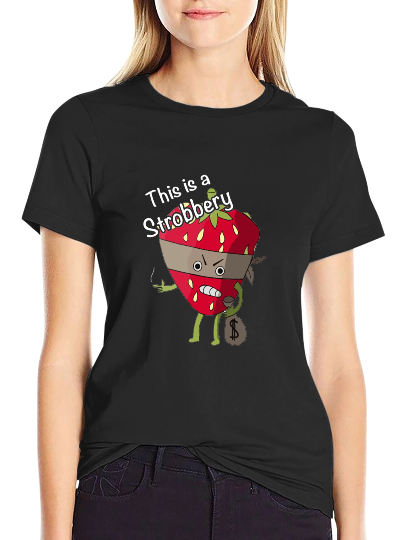 Strobbery T-Shirt - Funny Strawberry Robber Design