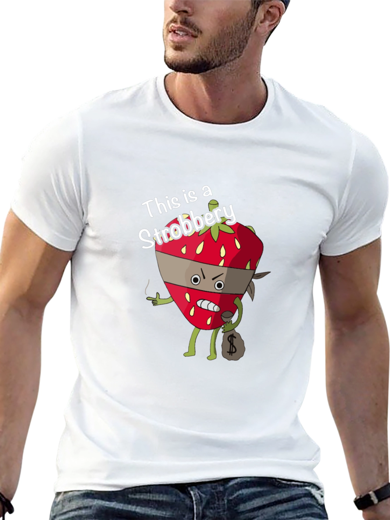 Strobbery T-Shirt - Funny Strawberry Robber Design