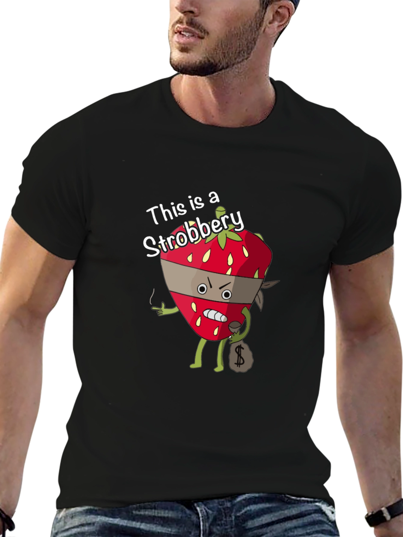 Strobbery T-Shirt - Funny Strawberry Robber Design