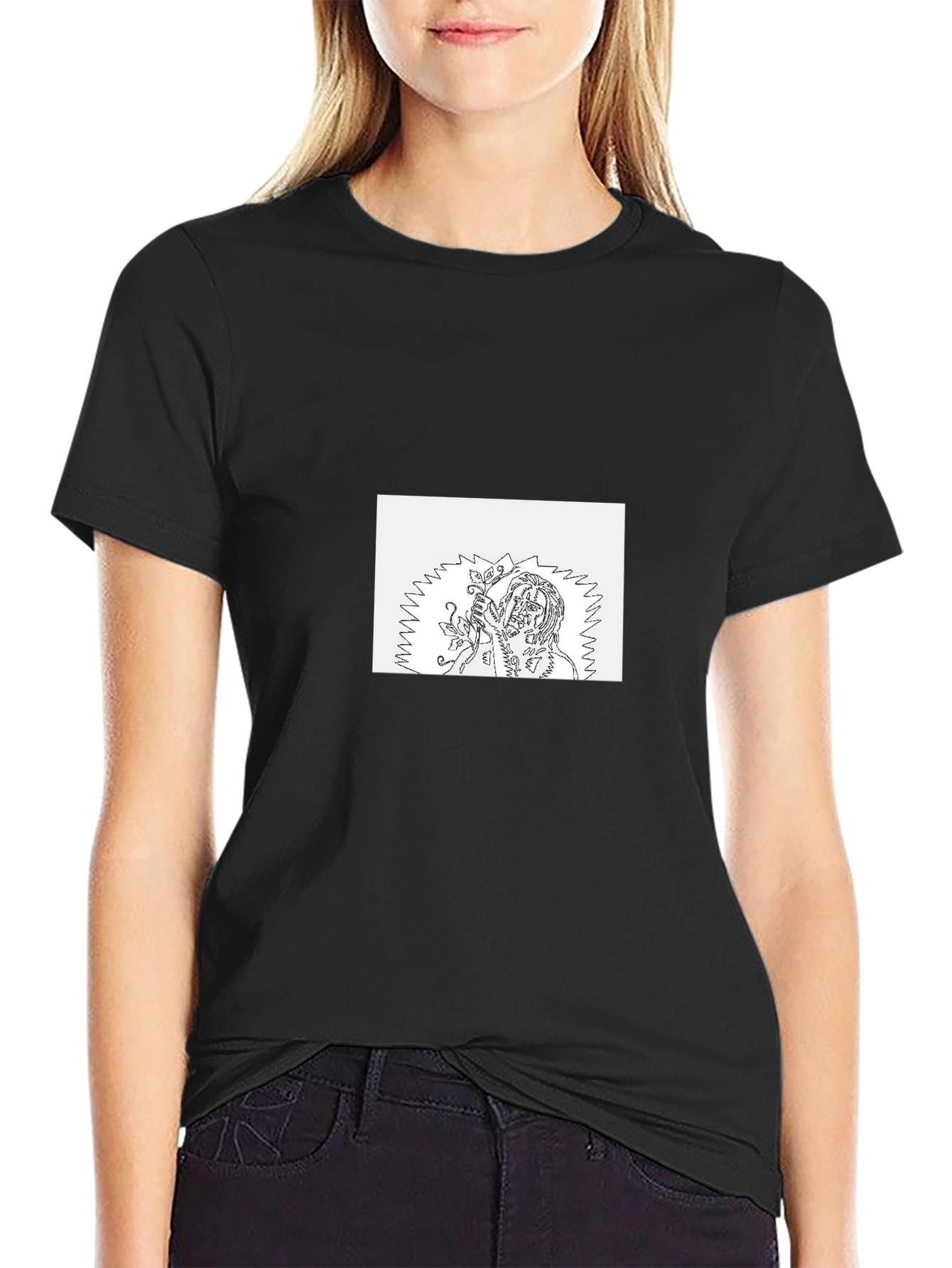 Black Tee with Unique Graphic Print