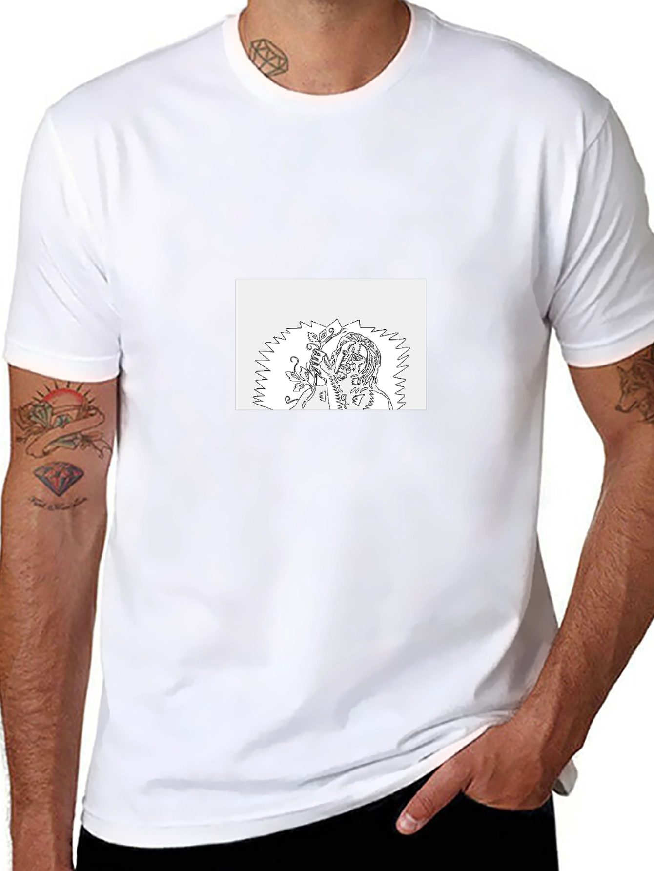 Black Tee with Unique Graphic Print