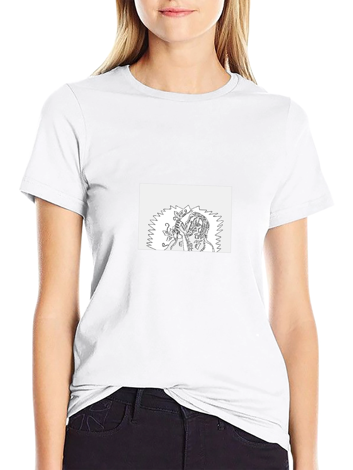 Black Tee with Unique Graphic Print