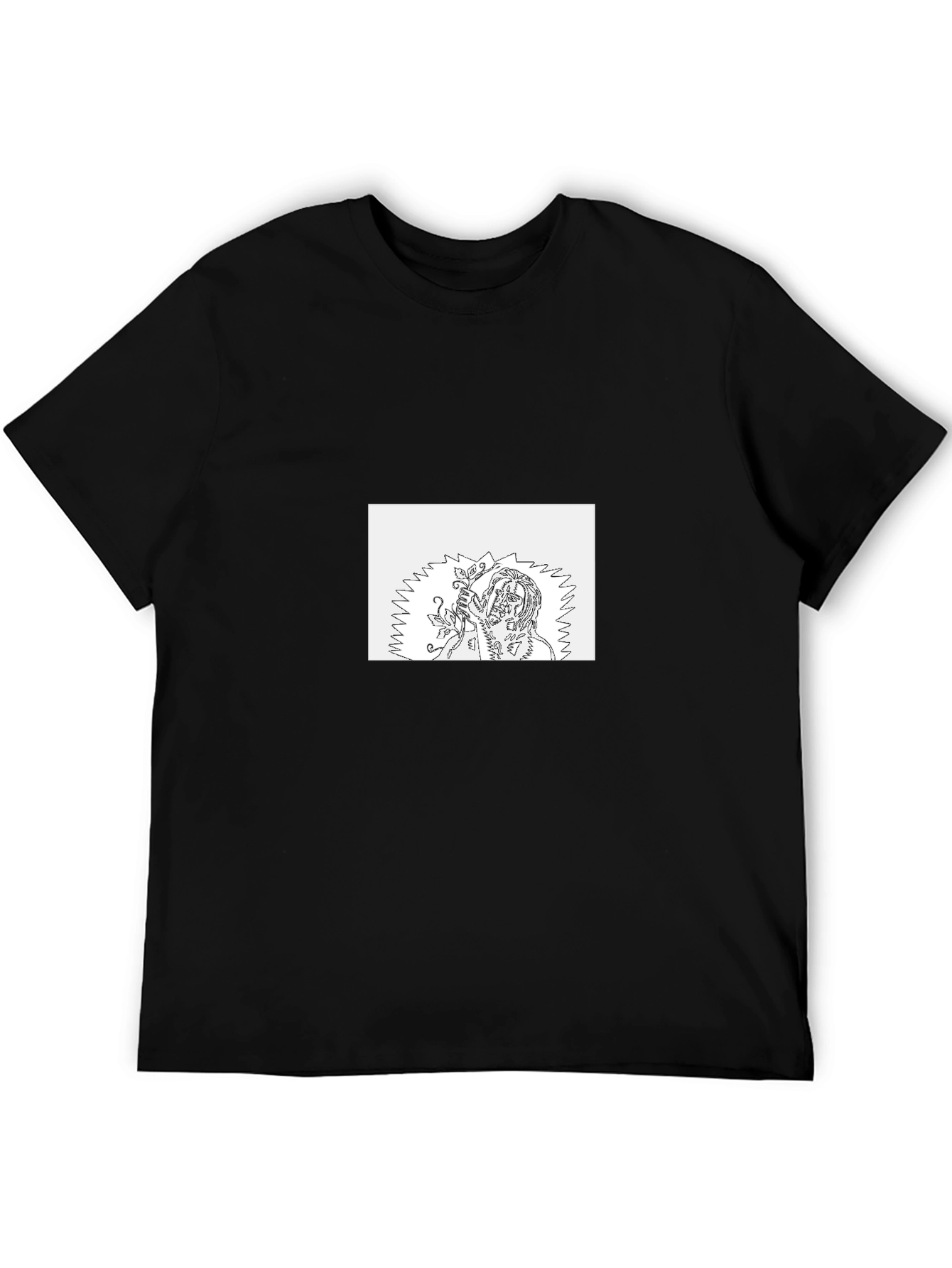 Black Tee with Unique Graphic Print