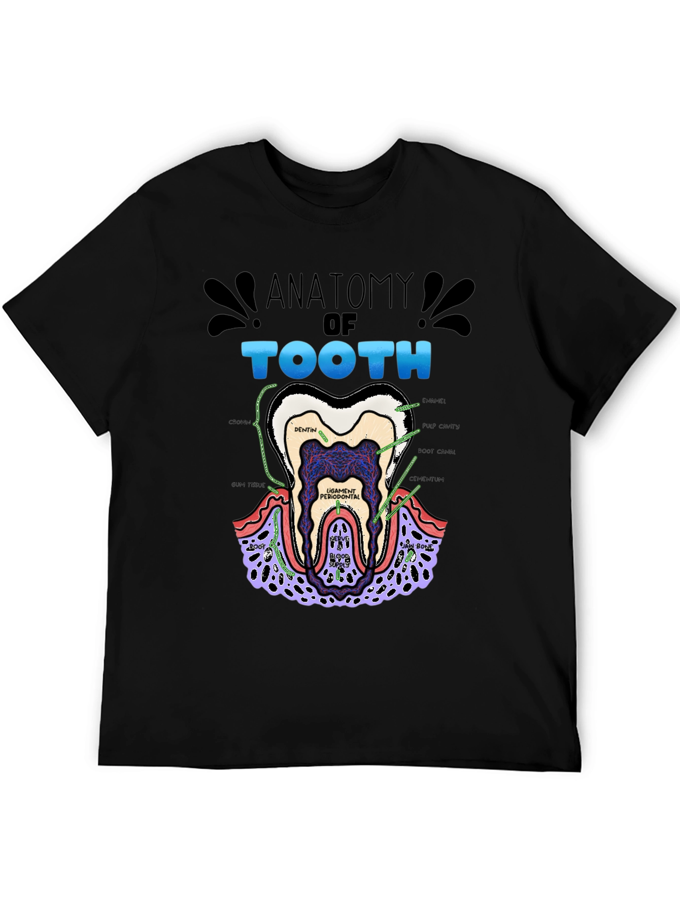 Anatomy of a Tooth Black T-Shirt