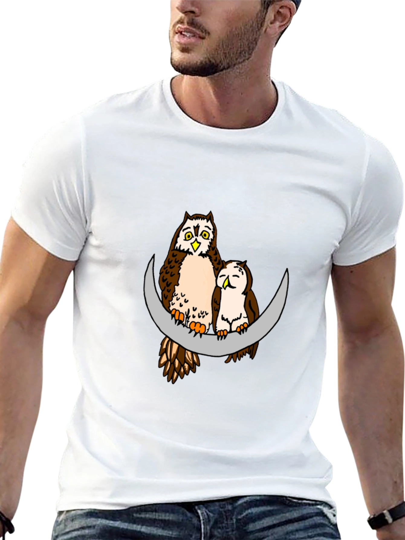 Owl & Moon Graphic T-Shirt - Soft Cotton Tee