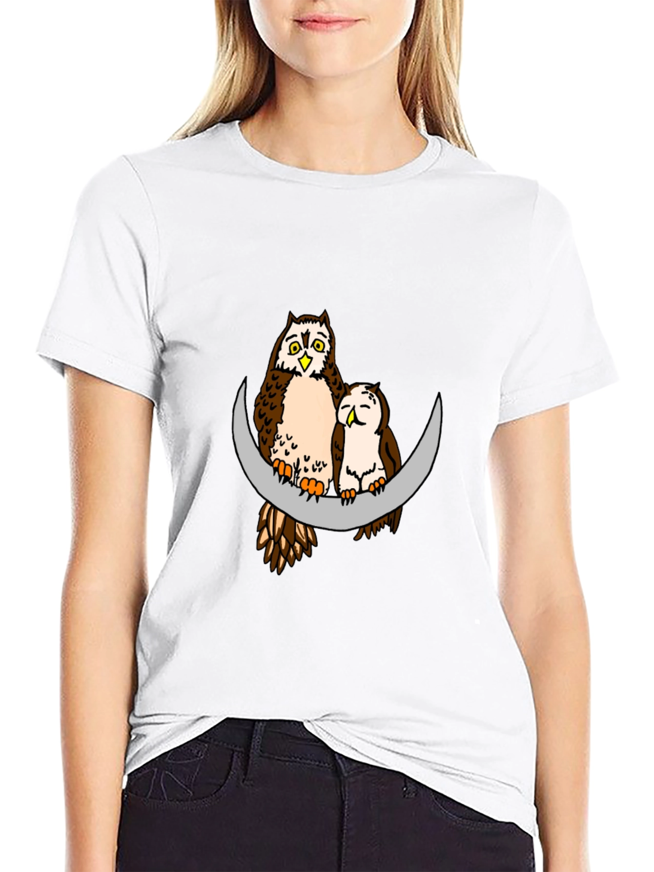 Owl & Moon Graphic T-Shirt - Soft Cotton Tee