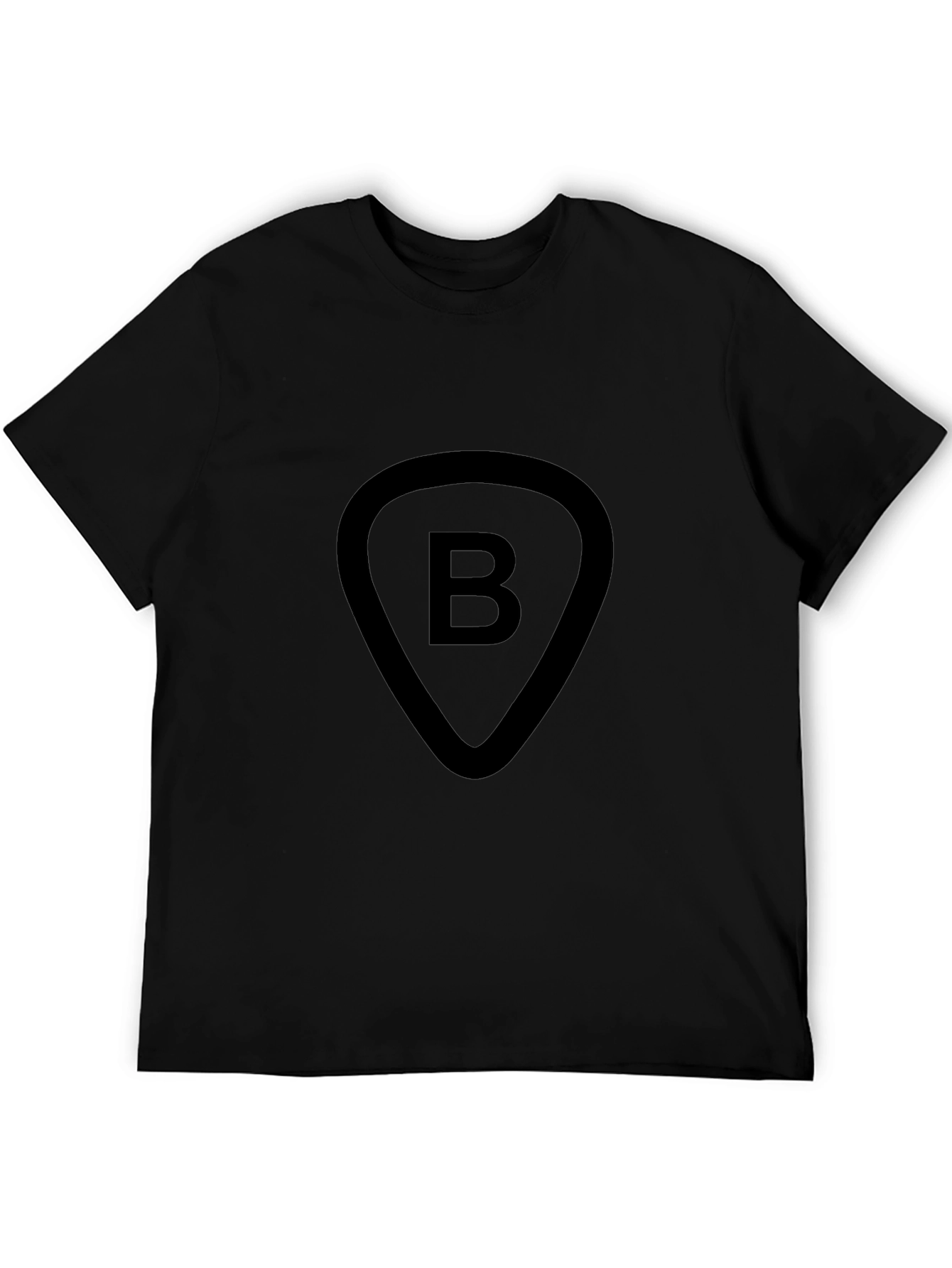 Black Tee with B Guitar Pick Design